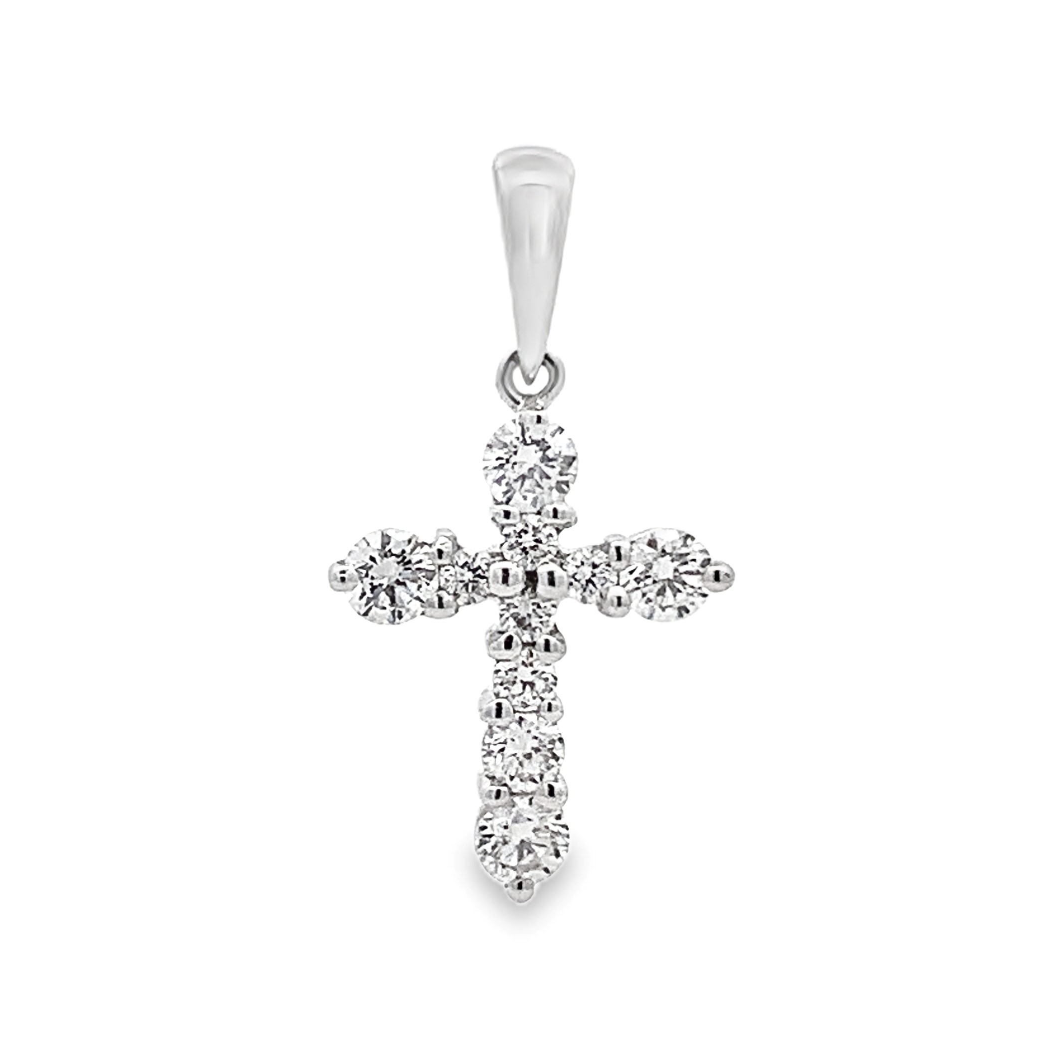 18K White Gold Diamond Cross Pendant