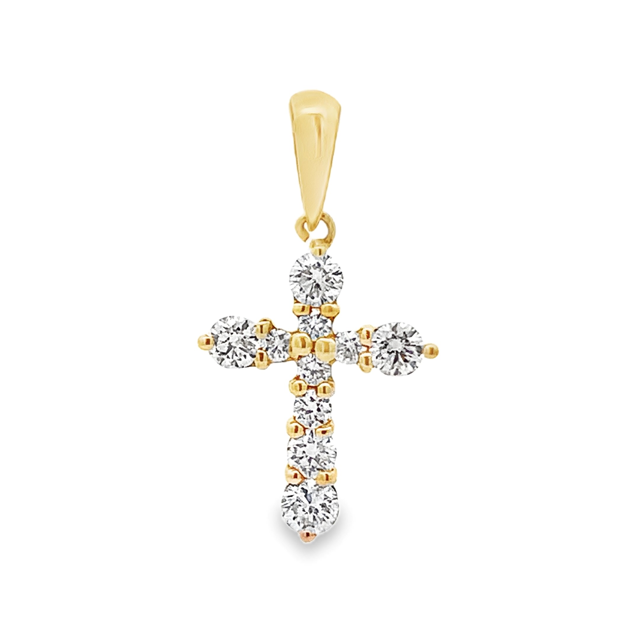 18K Yellow Gold Diamond Cross Pendant