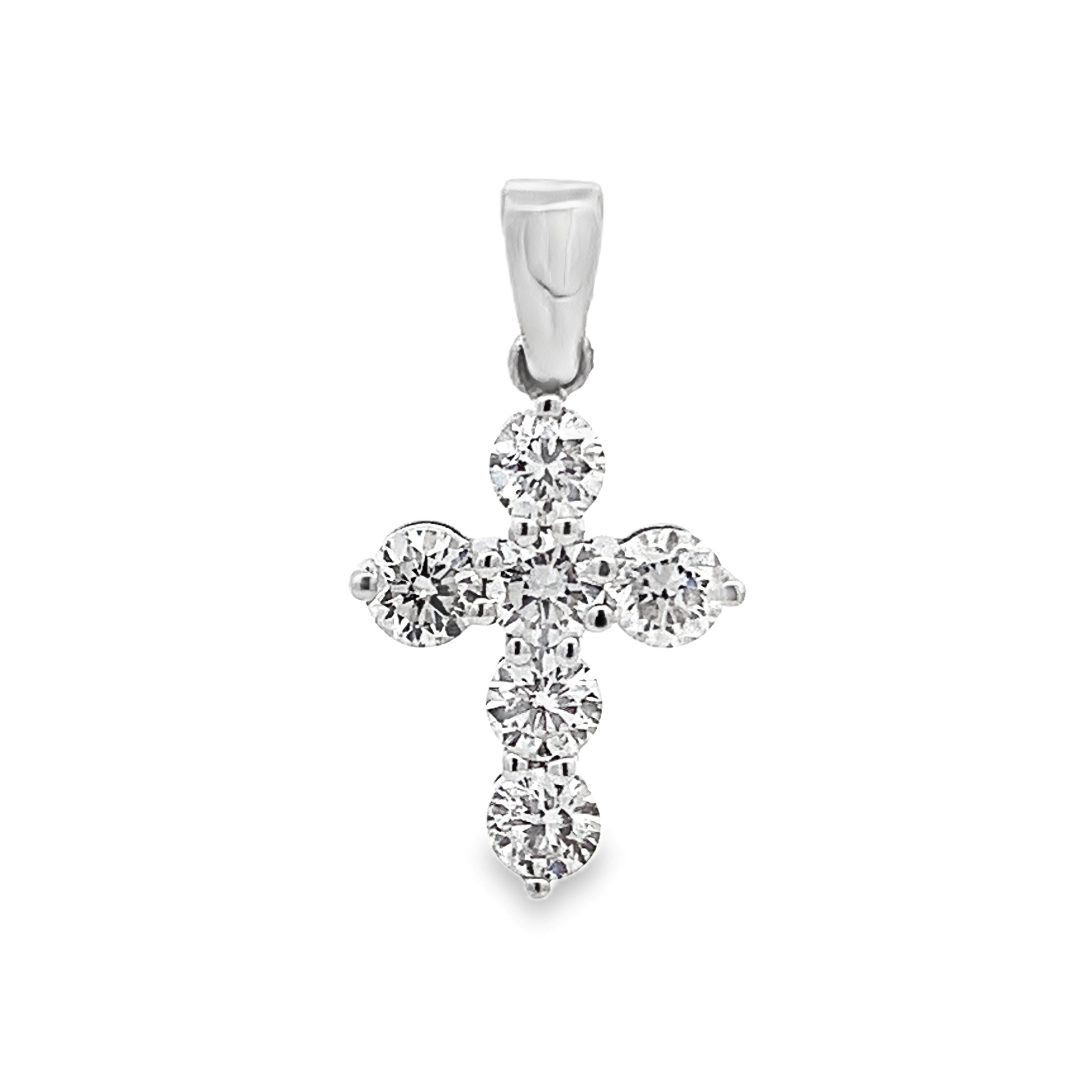 18K White Gold Diamond Cross Pendant