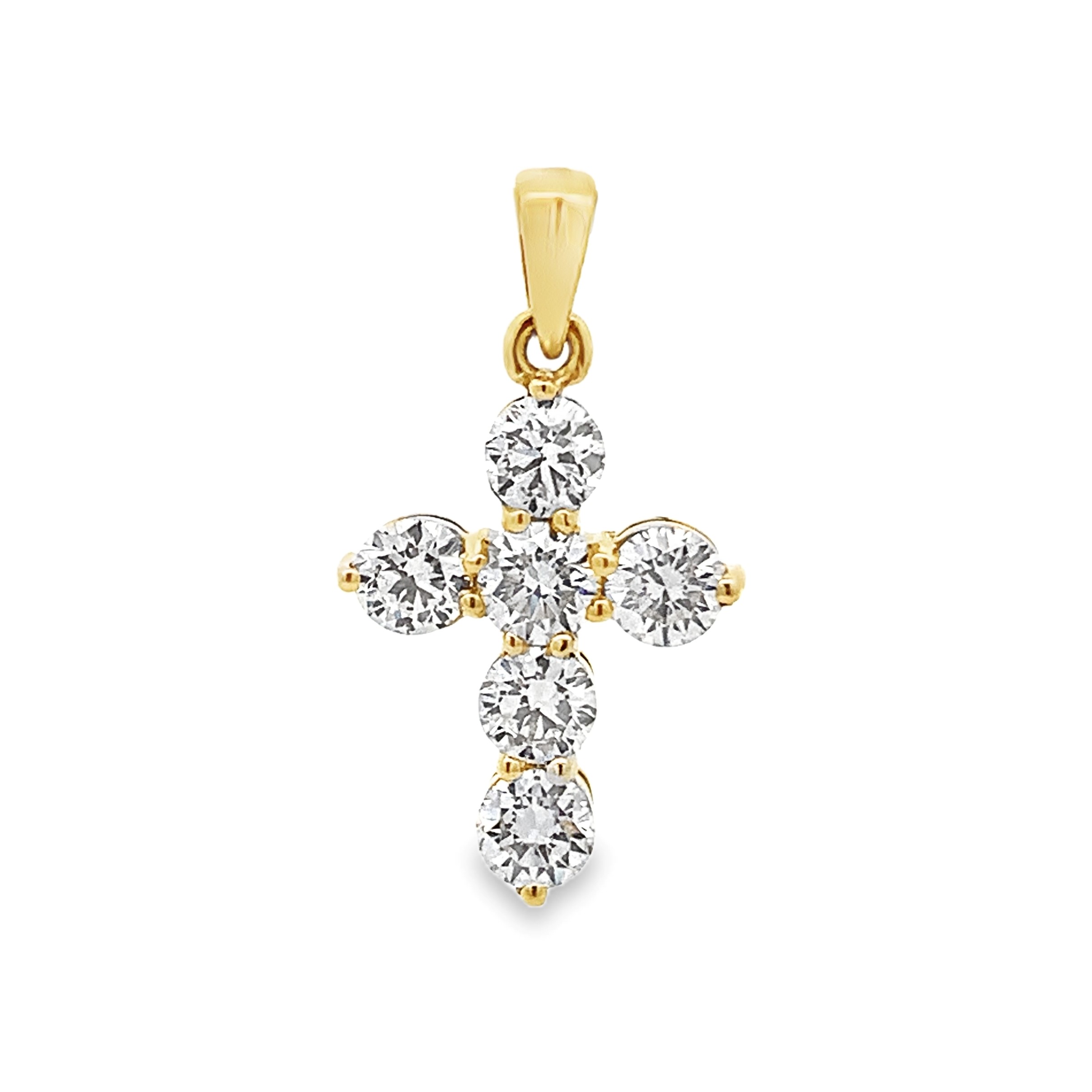 18K Yellow Gold Diamond Cross Pendant