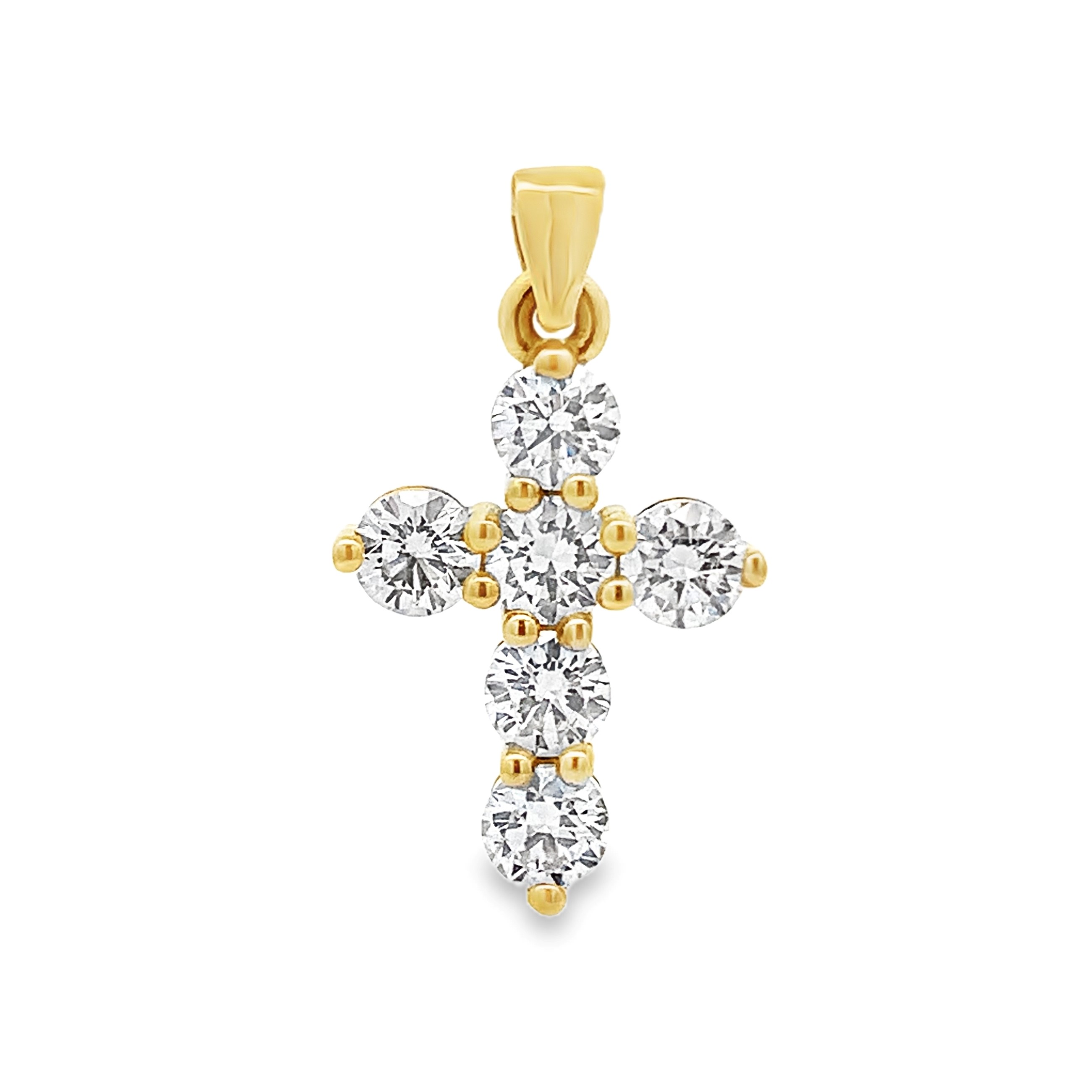 18K Yellow Gold Diamond Cross Pendant