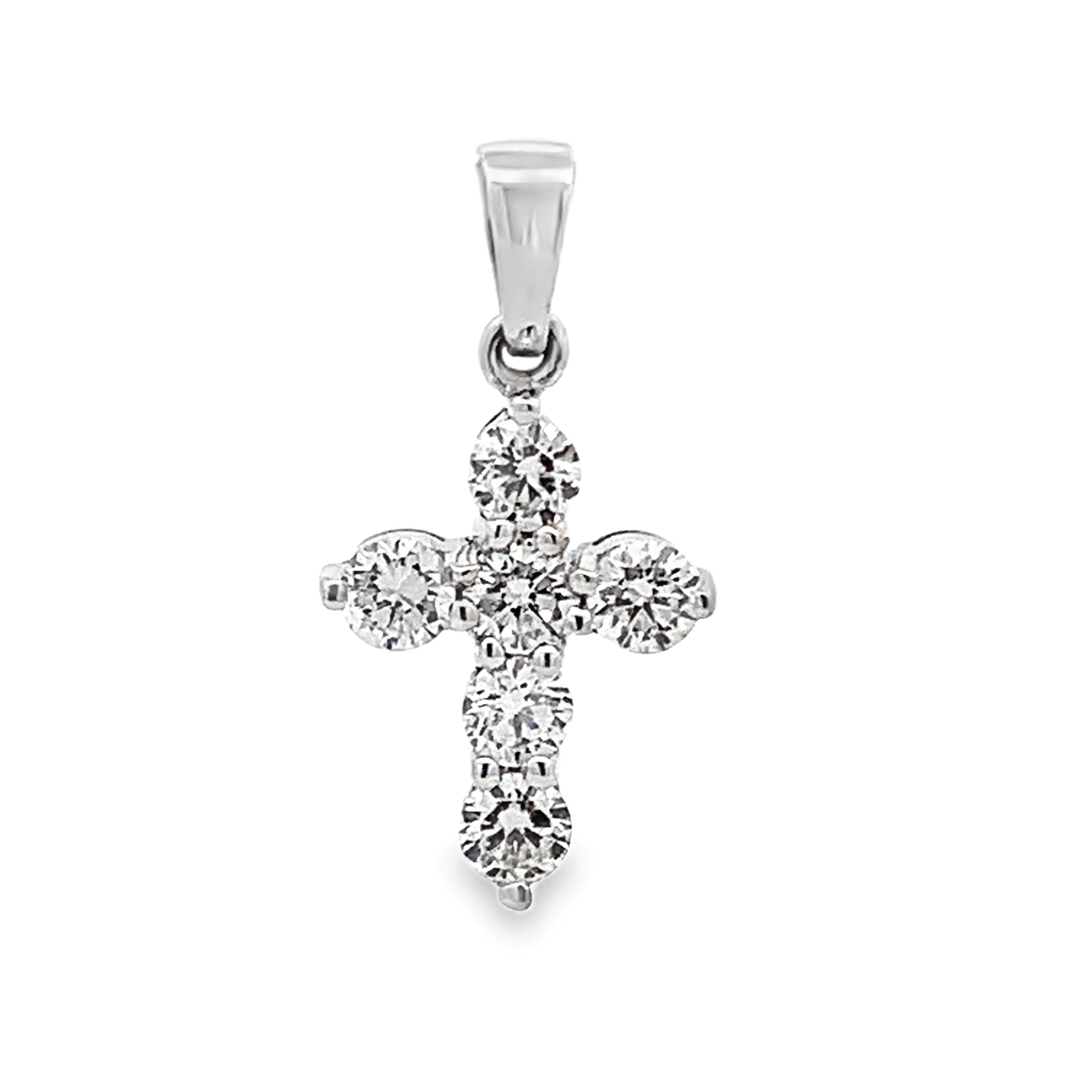 18K White Gold Diamond Cross Pendant