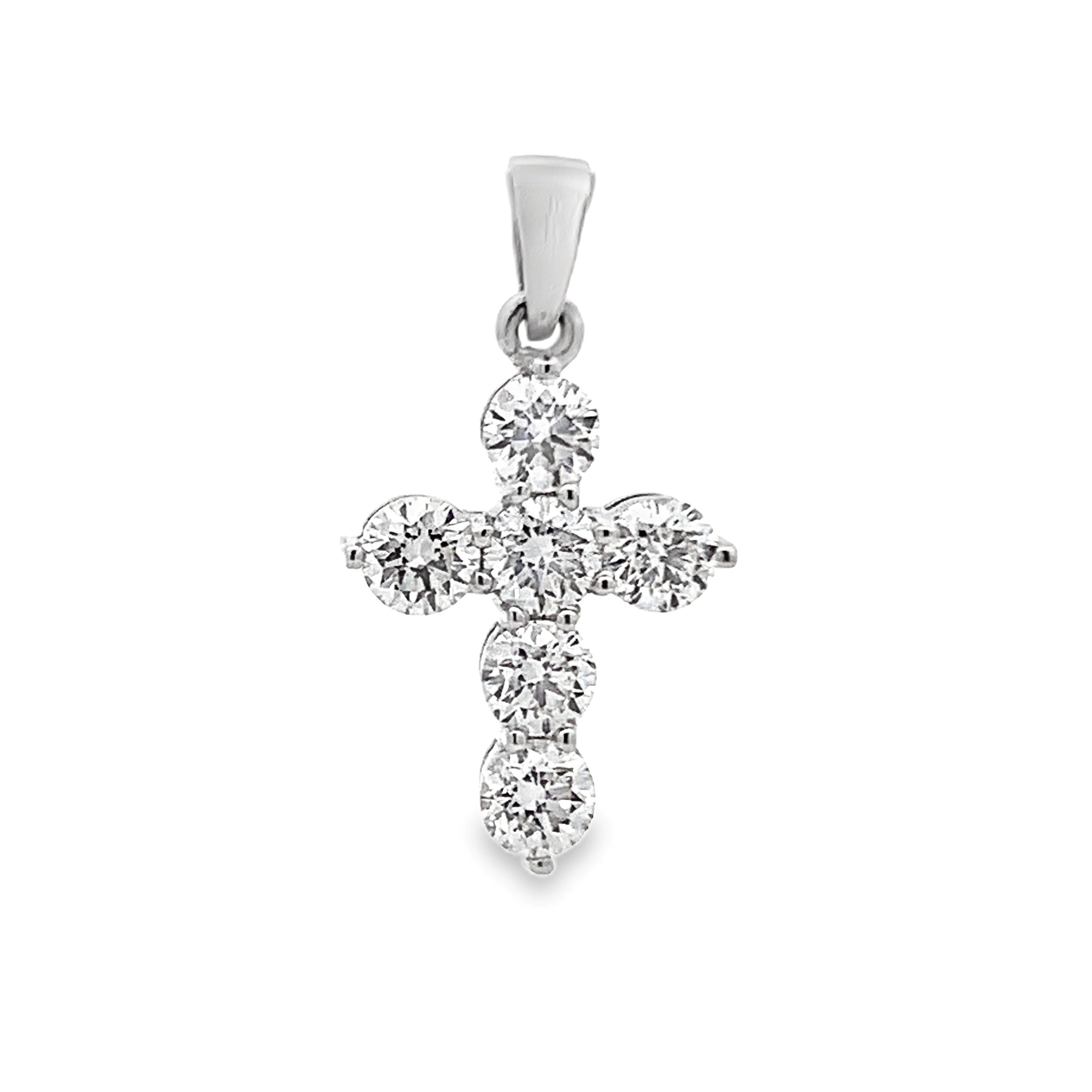 18K White Gold Diamond Cross Pendant