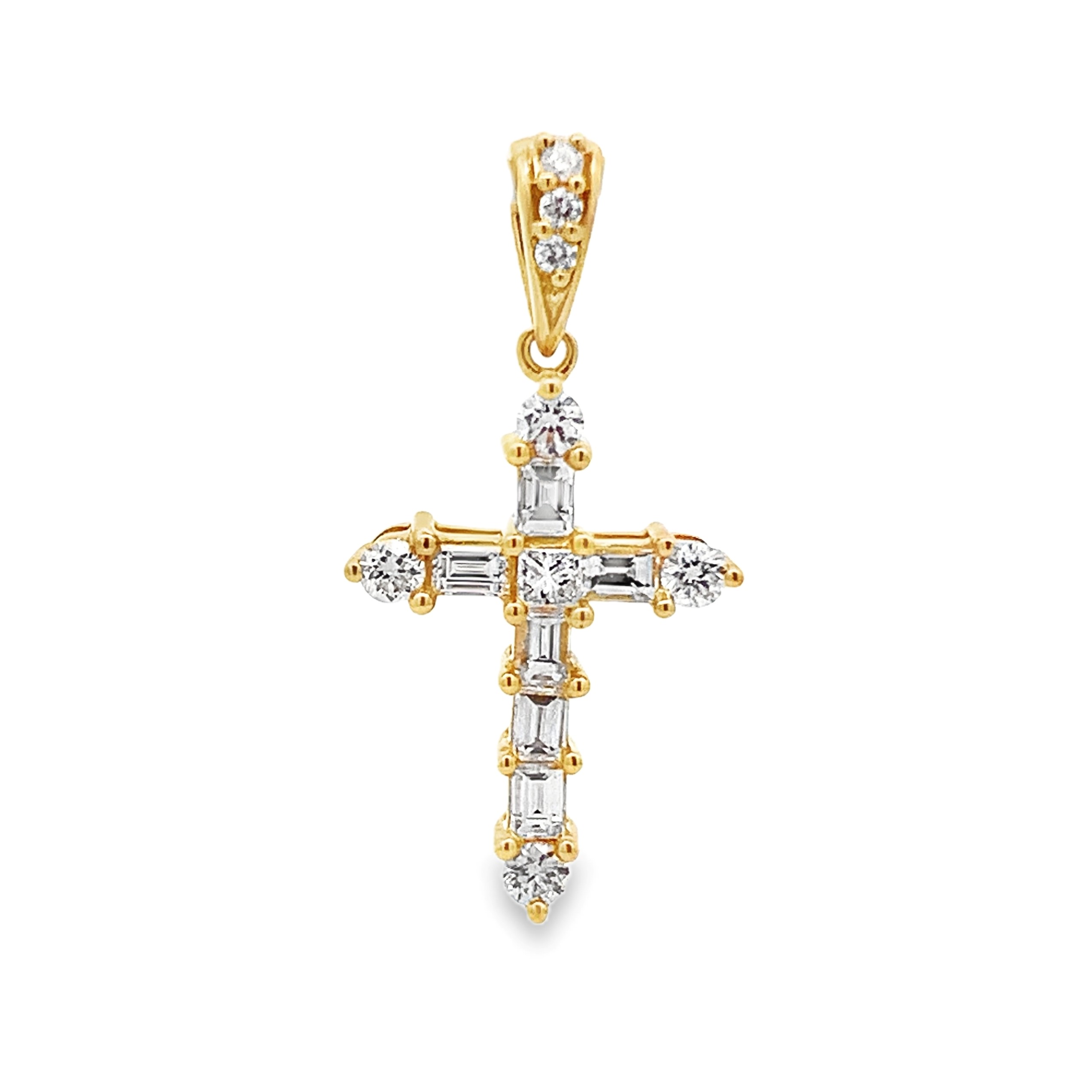 18K Yellow Gold Diamond Cross Pendant