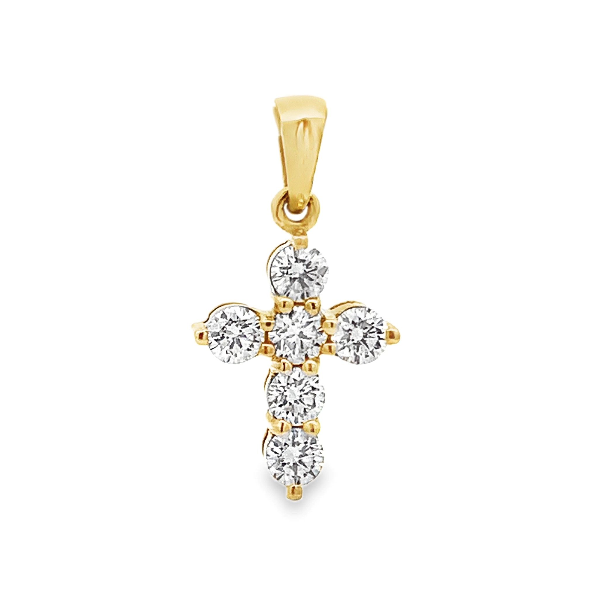 18K Yellow Gold Diamond Cross Pendant