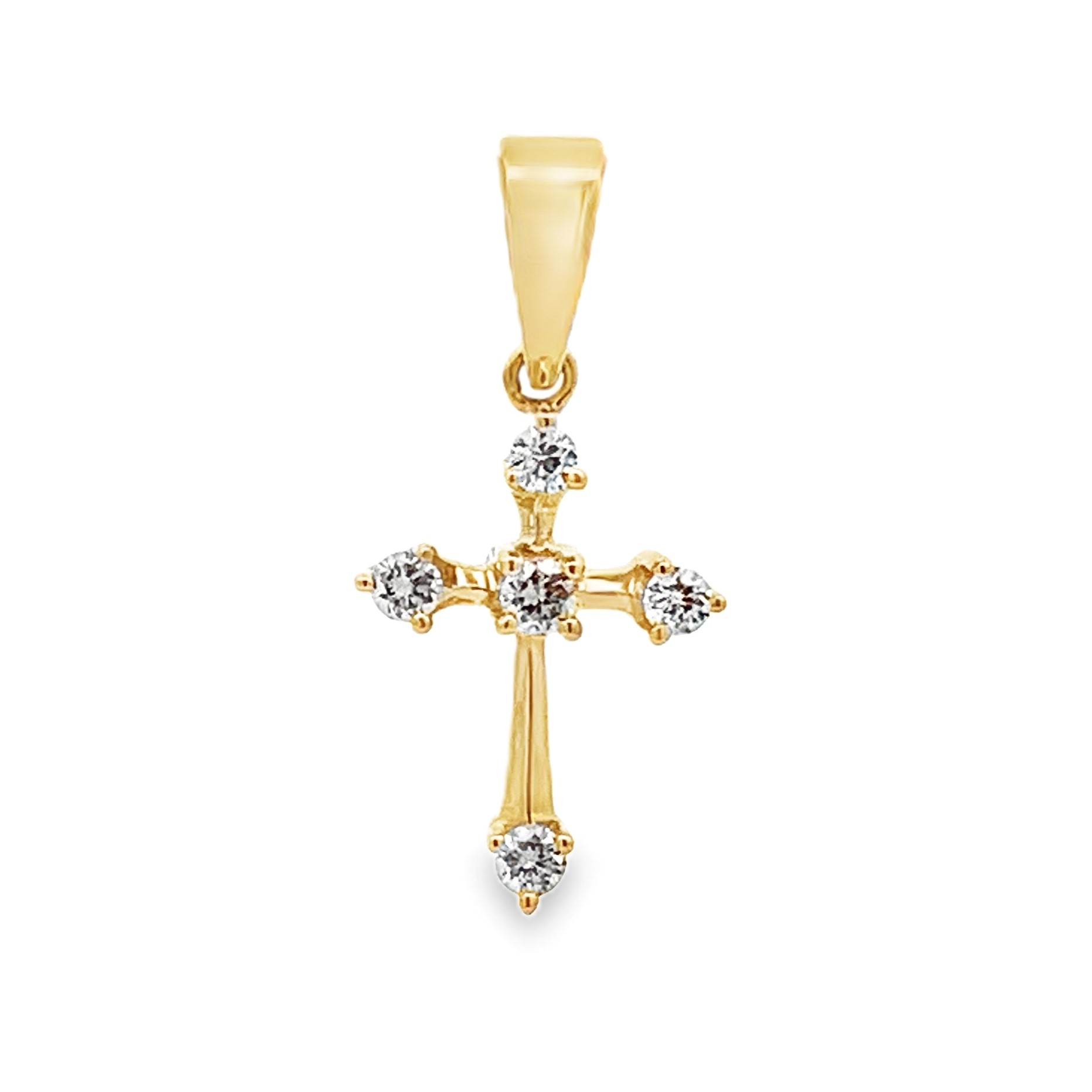 18K Yellow Gold Small Diamond Cross Pendant