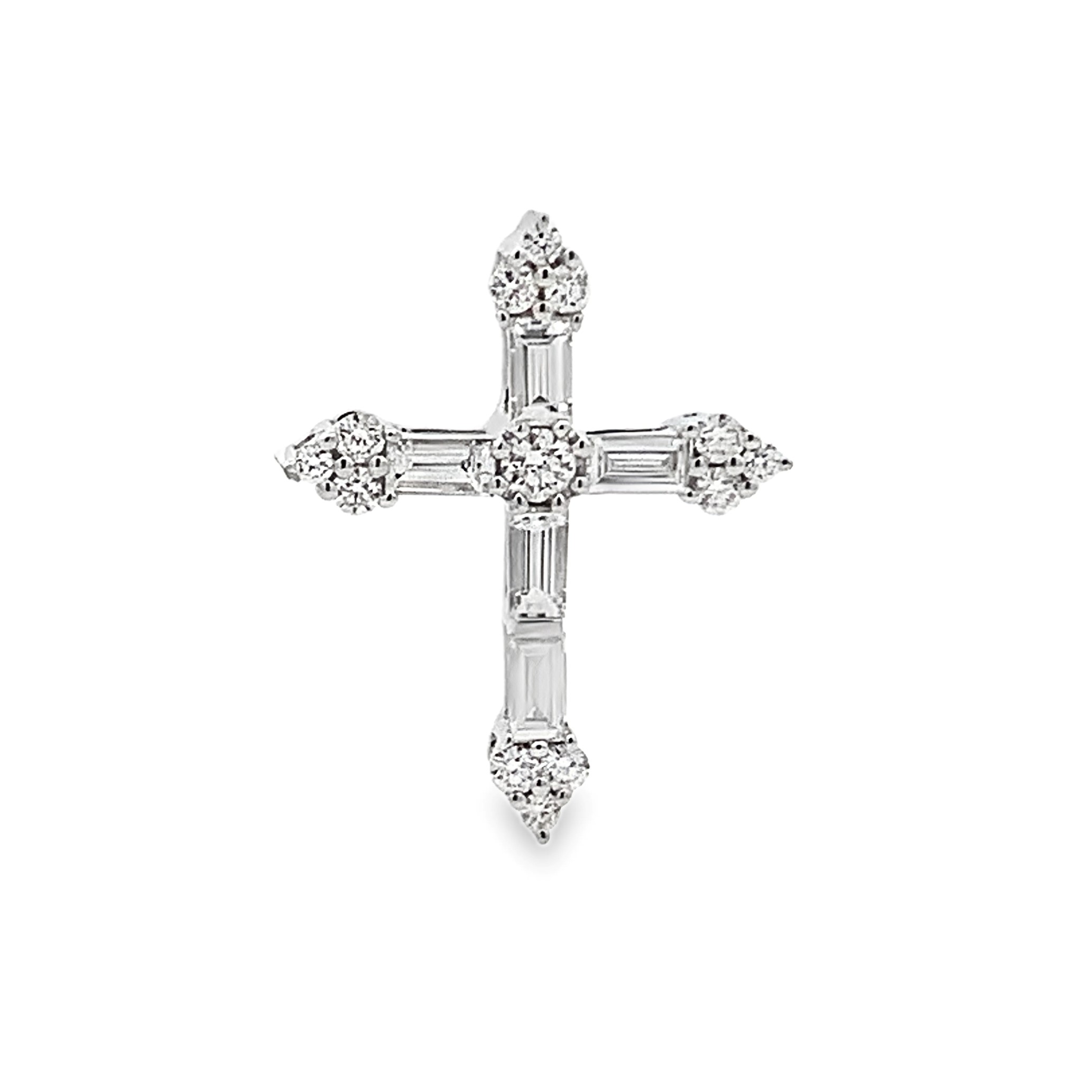 18K White Gold Diamond Cross Pendant