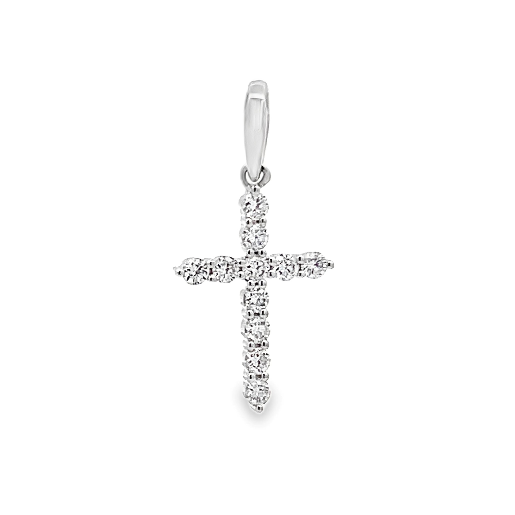 18K White Gold Diamond Cross Pendant