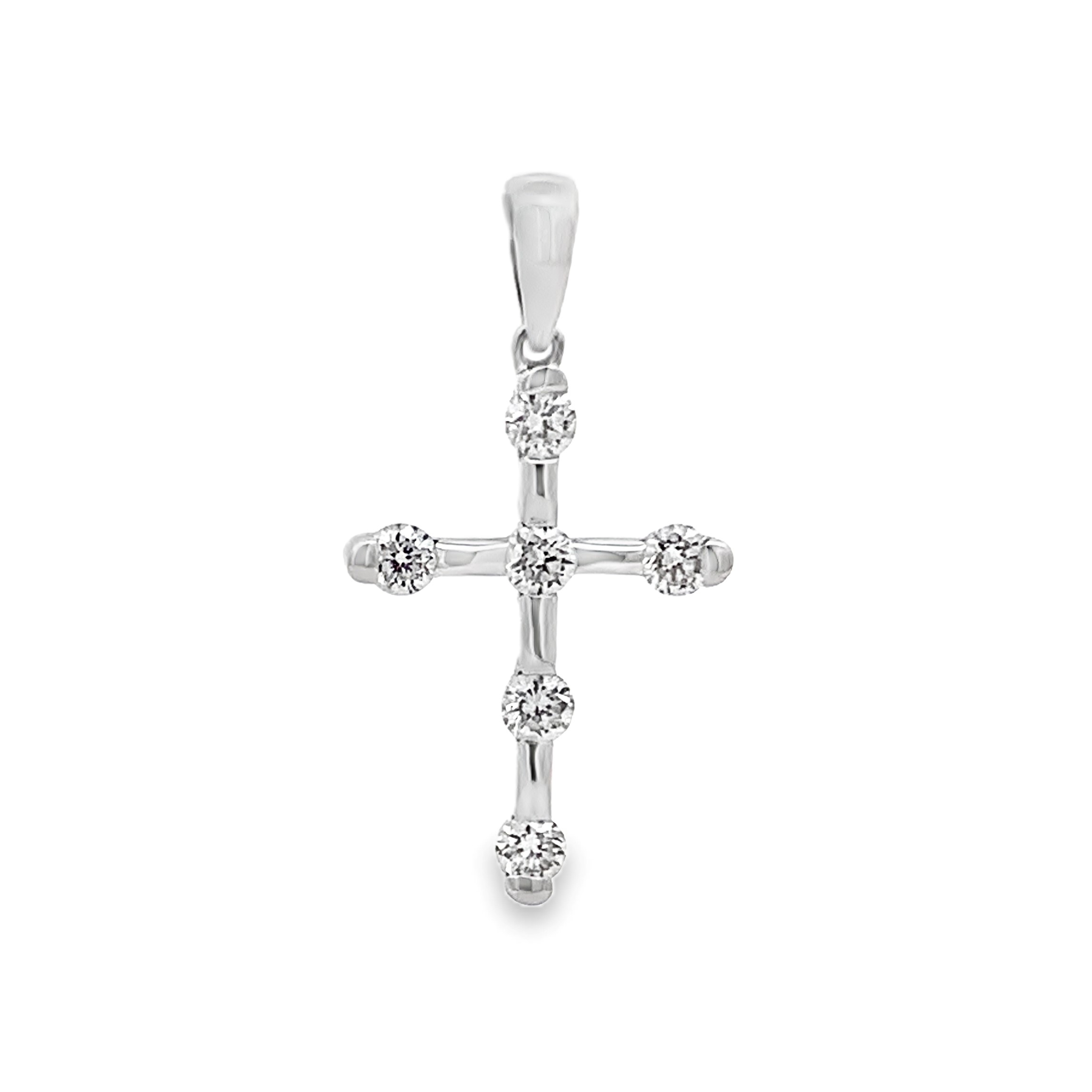 18K White Gold Diamond Cross Pendant