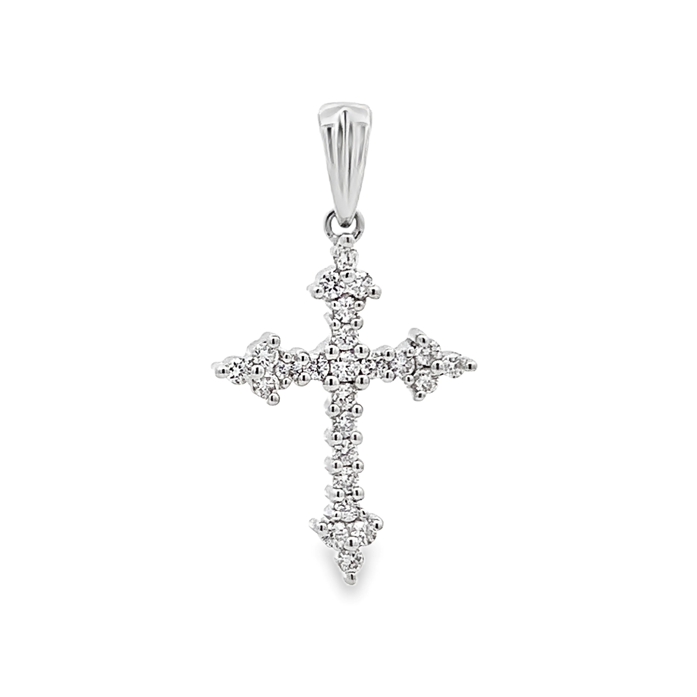 18K White Gold Diamond Cross Pendant