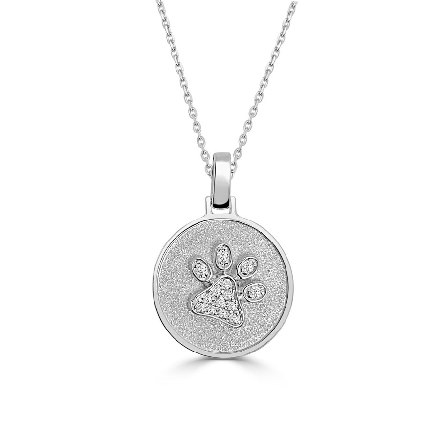 Frederick Sage 14K White Gold Diamond Pawprint Pendant