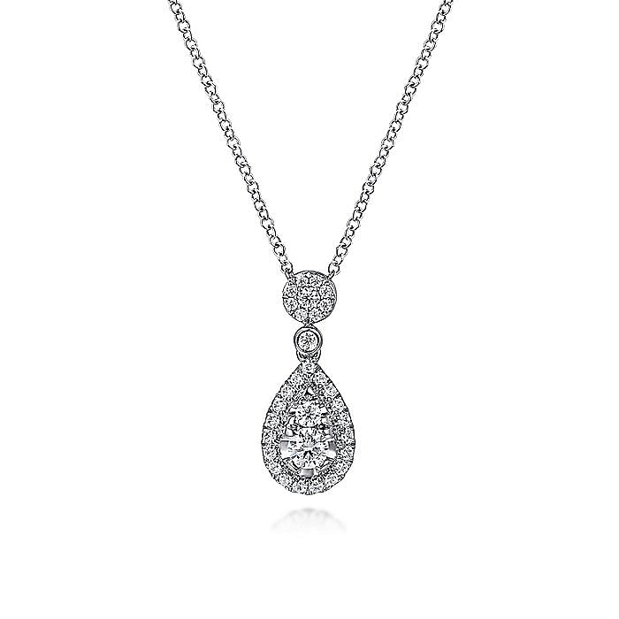 Gabriel & Co 14K White Gold Diamond Pear Shape Pendant