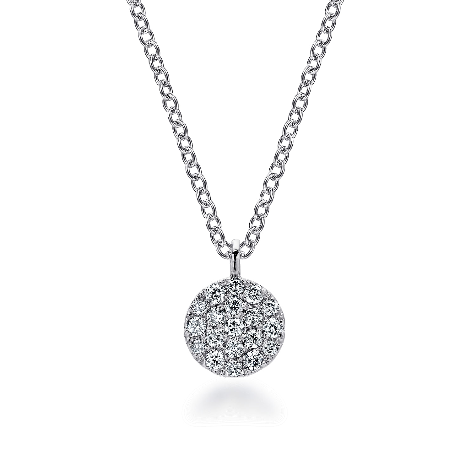 Gabriel & Co. 14K White Gold Round Pave Diamond Pendant