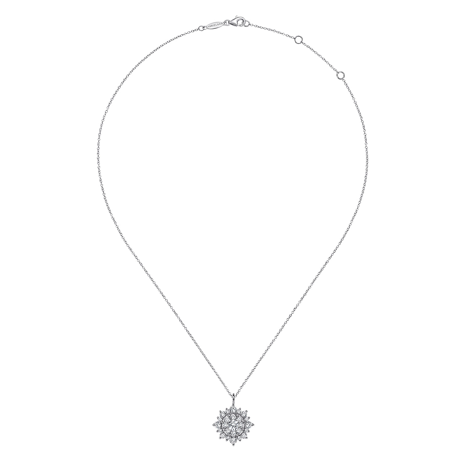 Gabriel & Co. 14K White Gold Diamond Sunburst Pendant