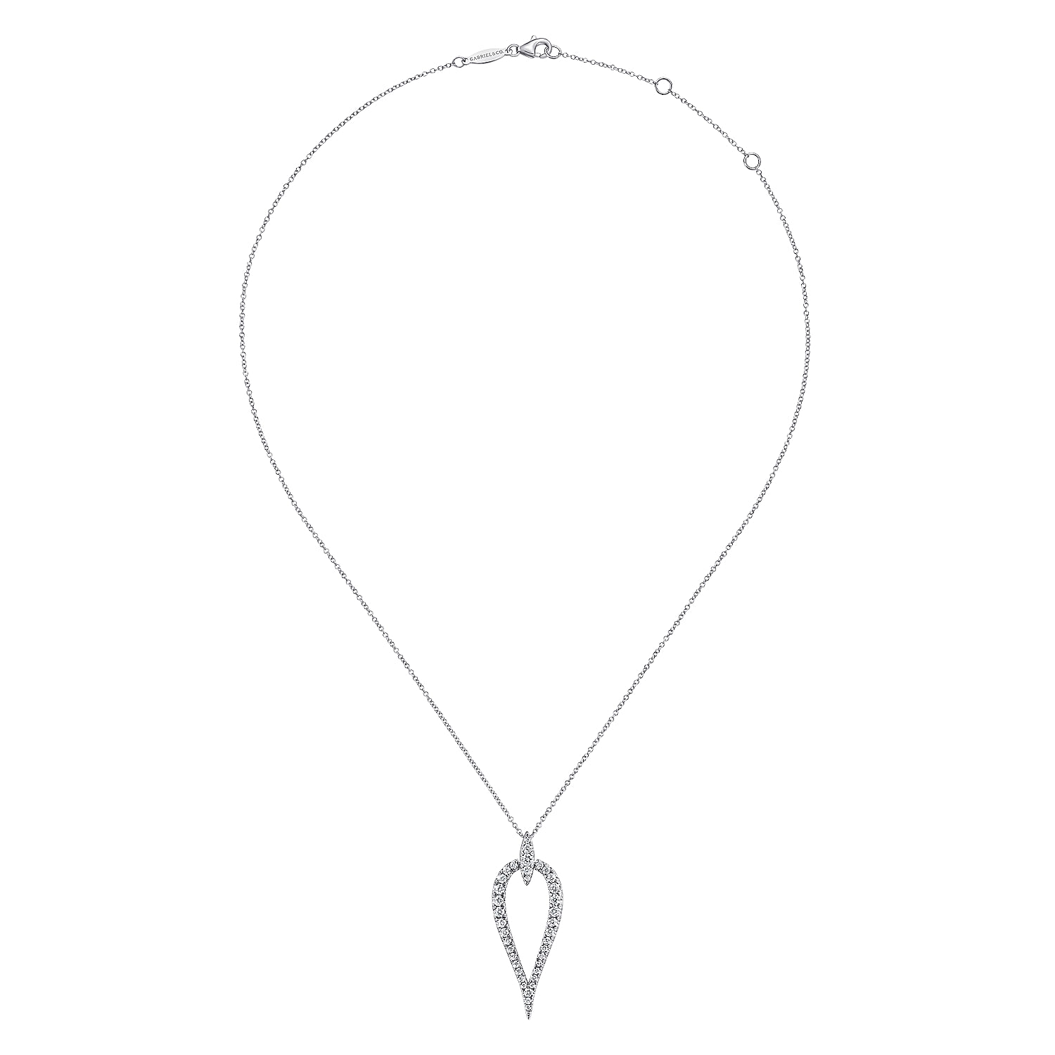 Gabriel & Co. 14K White Gold Inverted Diamond Teardrop Pendant