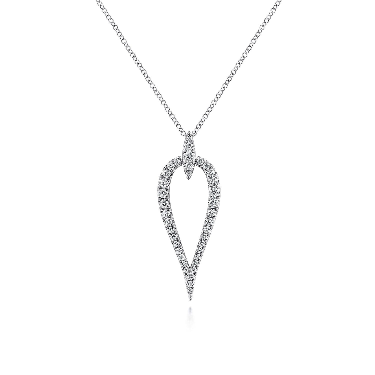 Gabriel & Co. 14K White Gold Inverted Diamond Teardrop Pendant