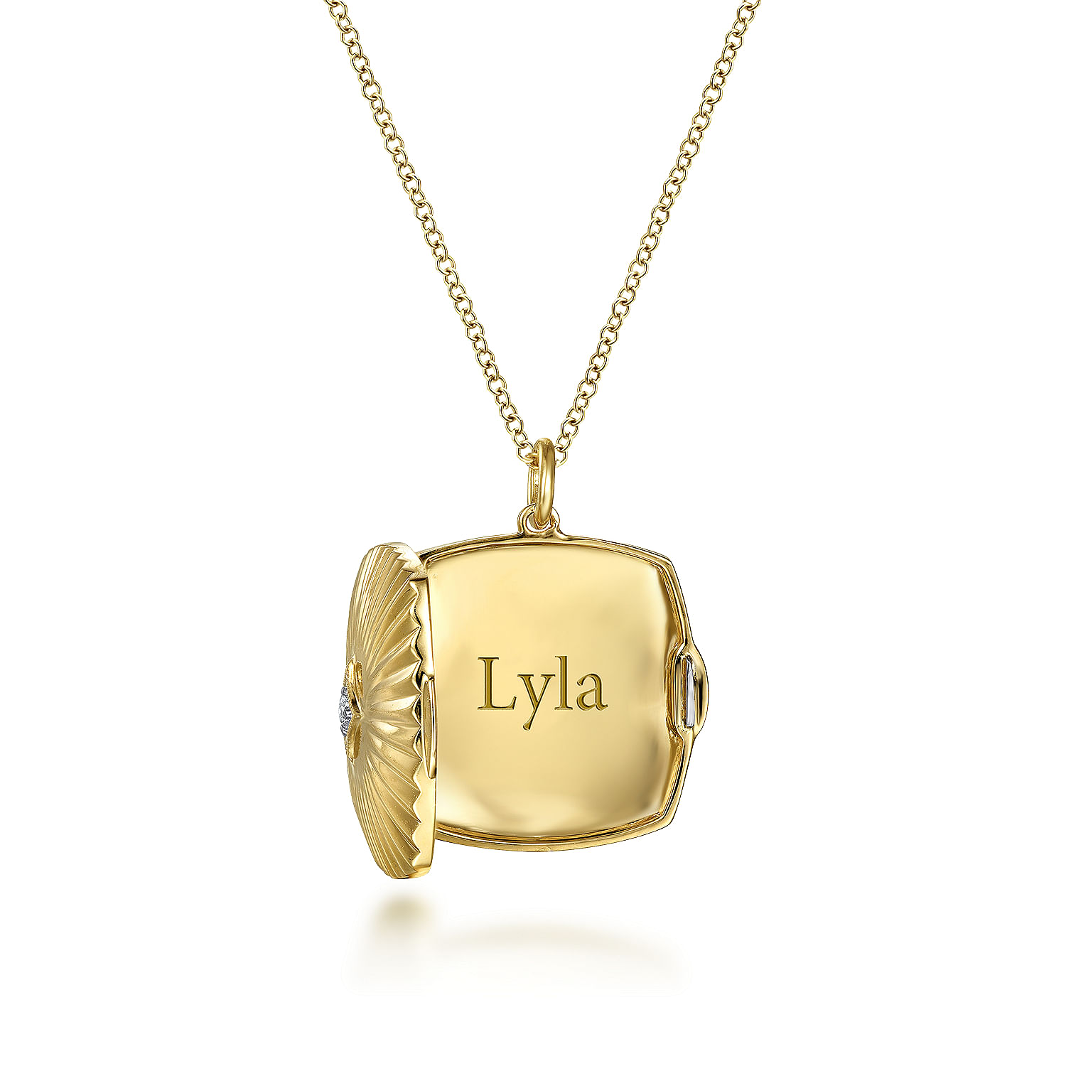 Gabriel & Co. 14K Yellow Gold Textured Locket Necklace