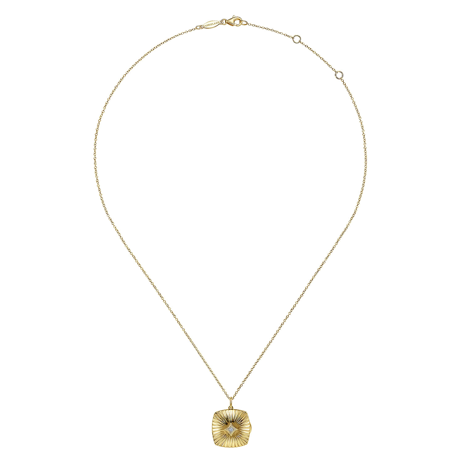 Gabriel & Co. 14K Yellow Gold Textured Locket Necklace