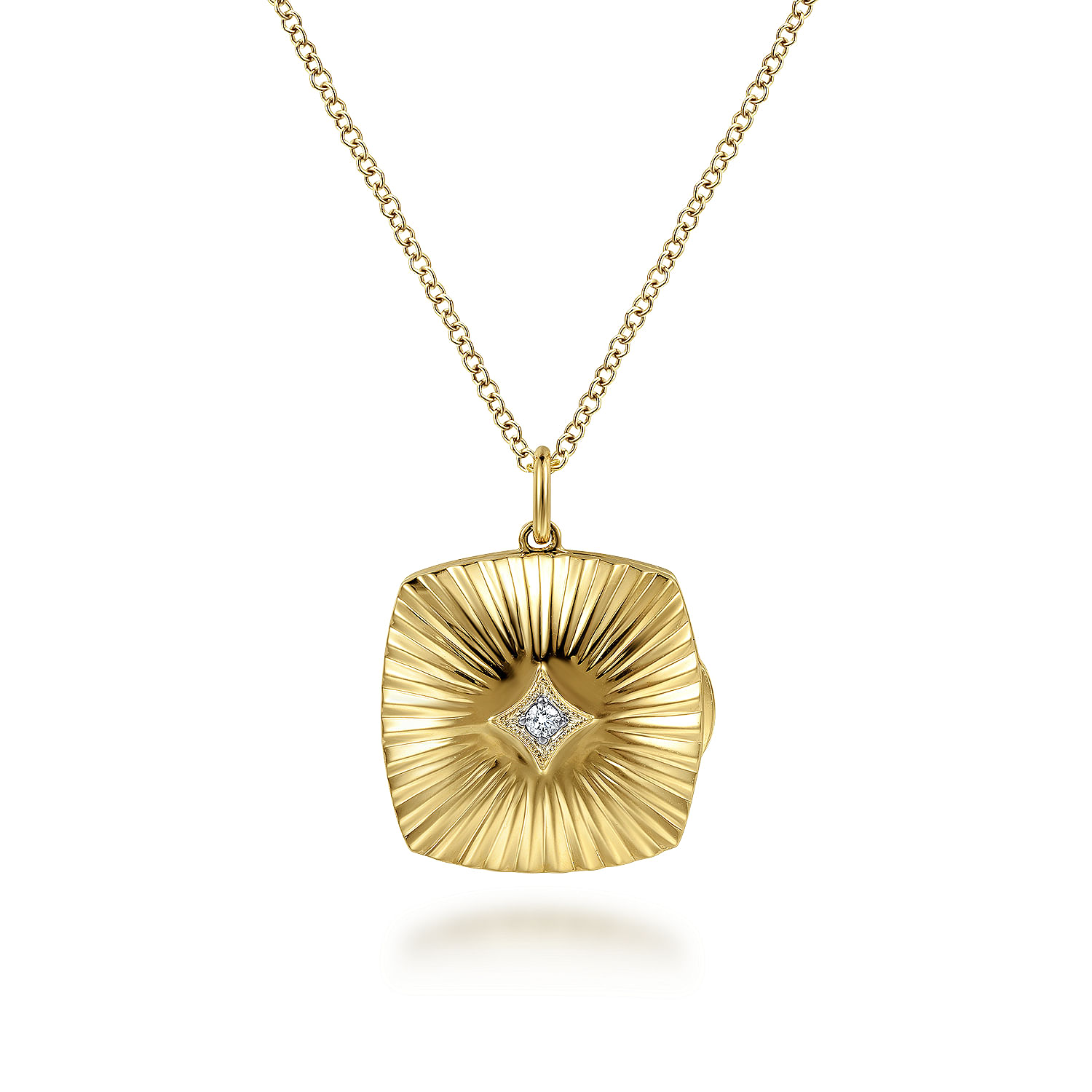 Gabriel & Co. 14K Yellow Gold Textured Locket Necklace