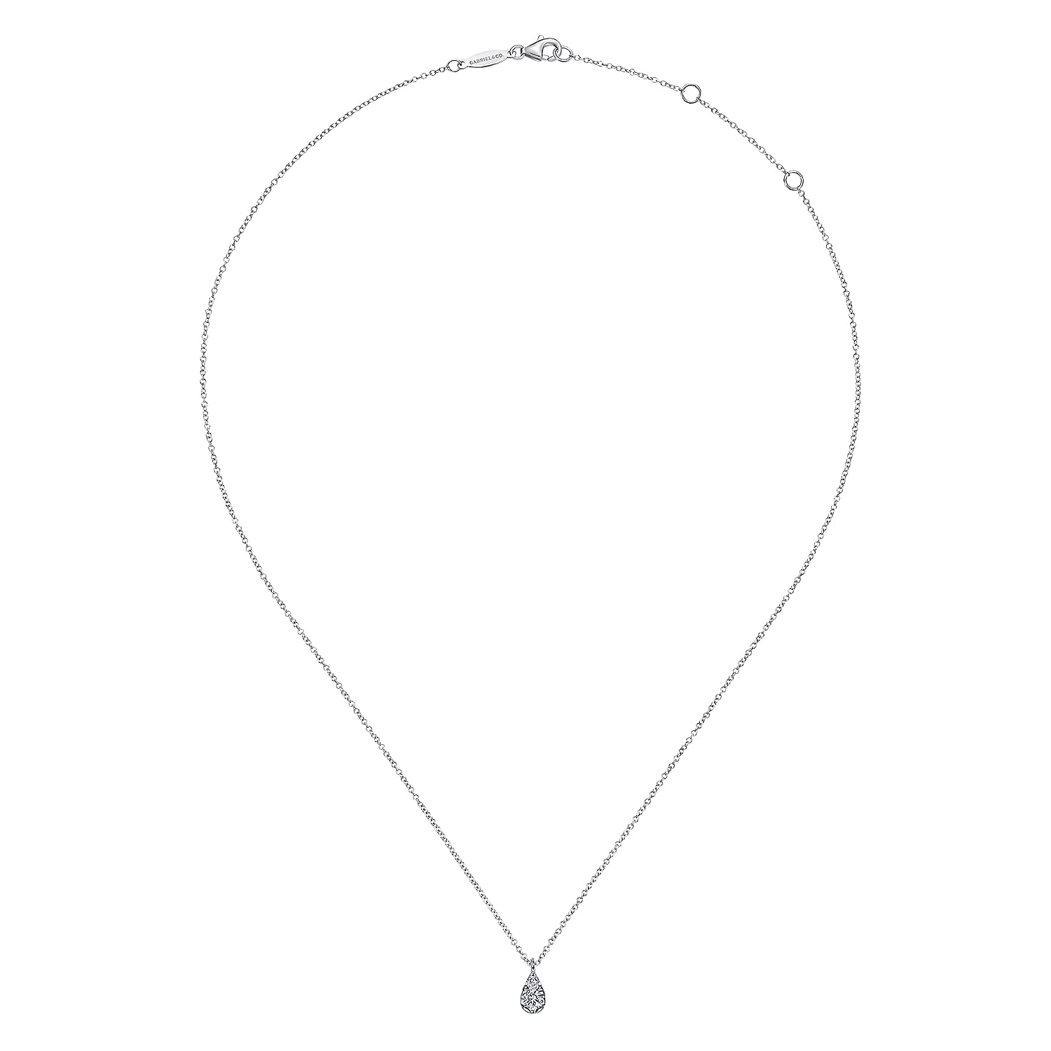 Gabriel & Co. 14K White Gold Diamond Teardrop Pendant