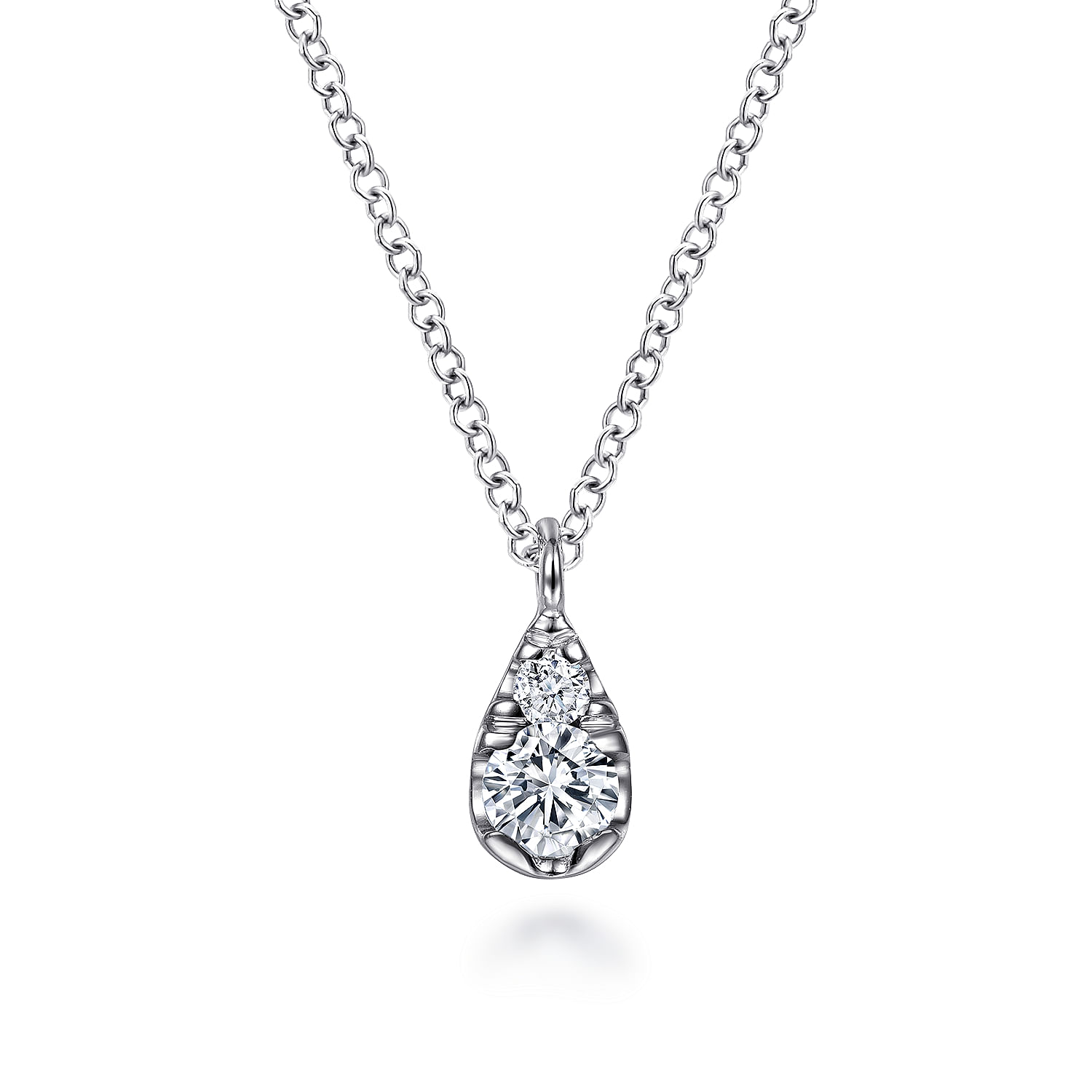 Gabriel & Co. 14K White Gold Diamond Teardrop Pendant