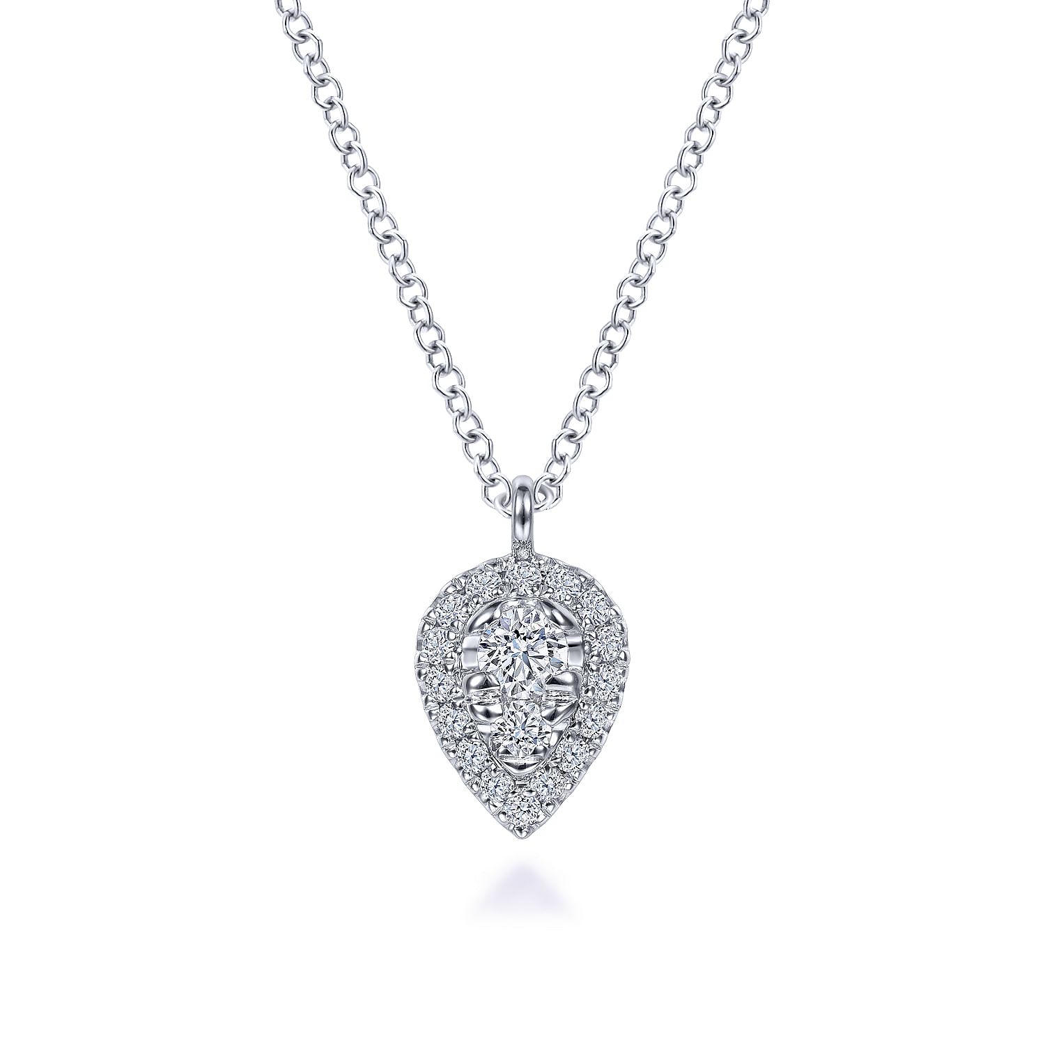 Gabriel & Co. 14K White Gold Diamond Teardrop Pendant