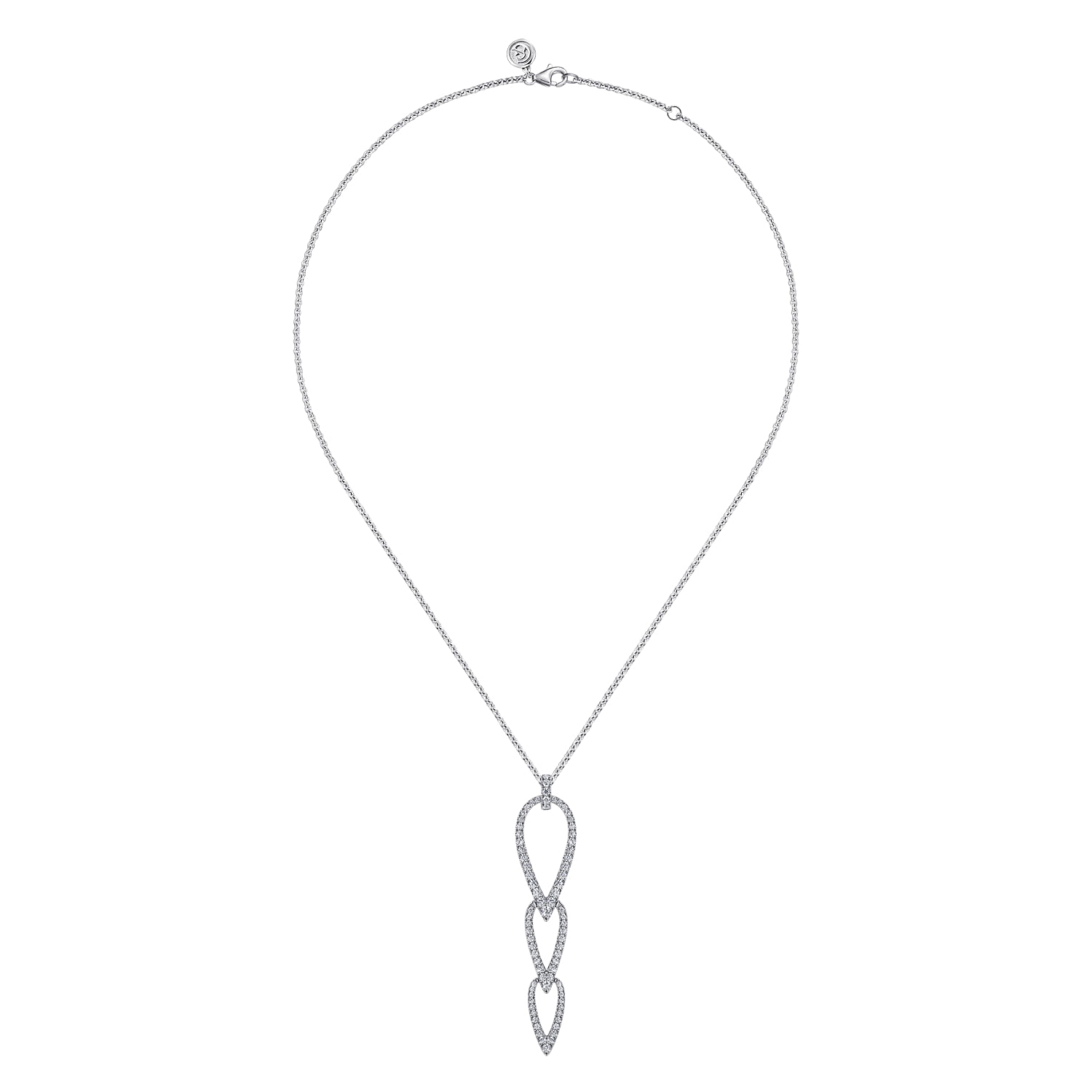 Gabriel & Co. 14K White Gold Graduating Diamond Drop Pendant