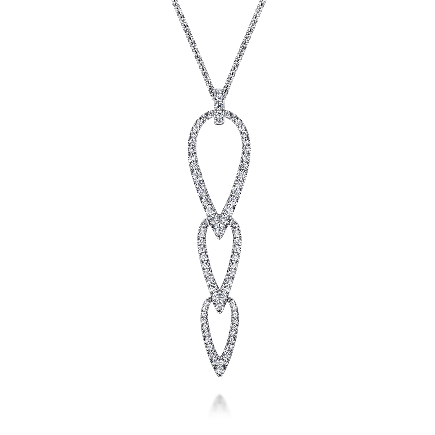 Gabriel & Co. 14K White Gold Graduating Diamond Drop Pendant