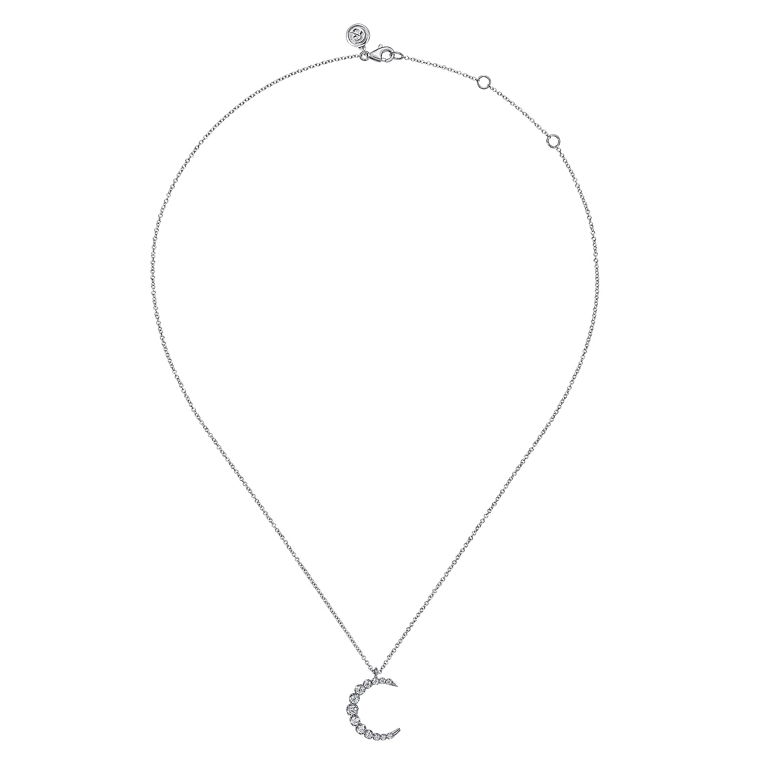 Gabriel & Co. 14K White Gold Graduating Diamond Moon Pendant