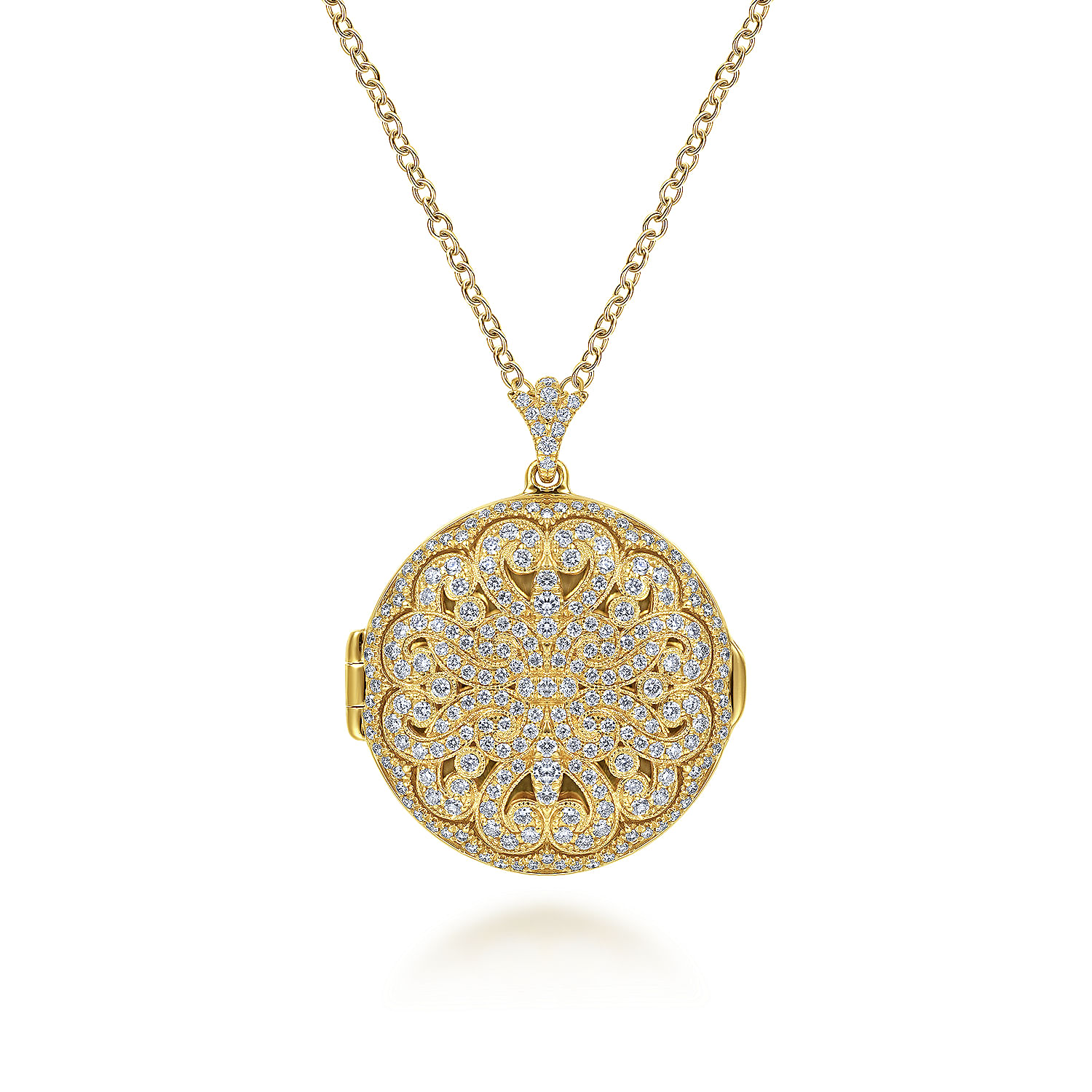 Gabriel & Co. 14K Yellow Gold Filigree Diamond Locket