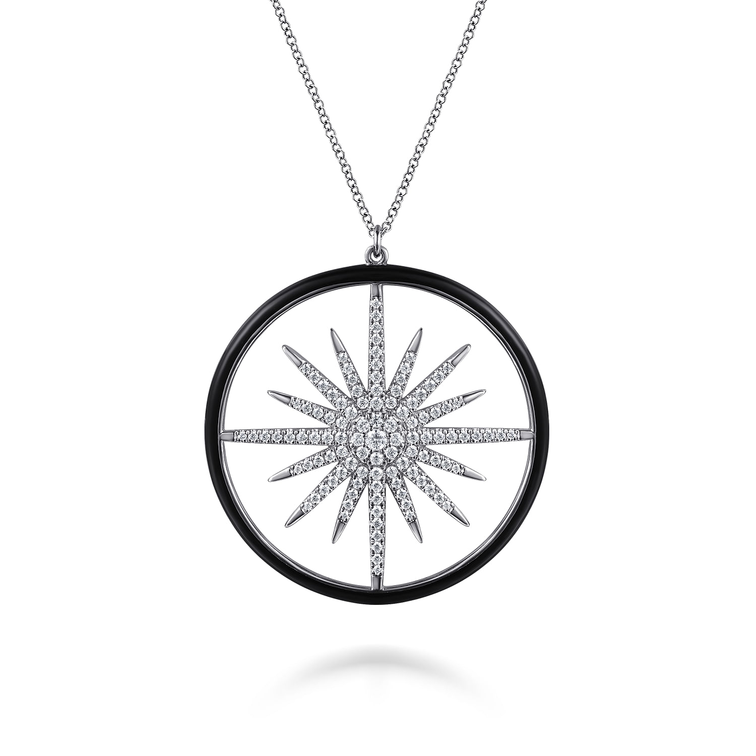 Gabriel & Co. 14K White Gold Diamond Starburst Pendant