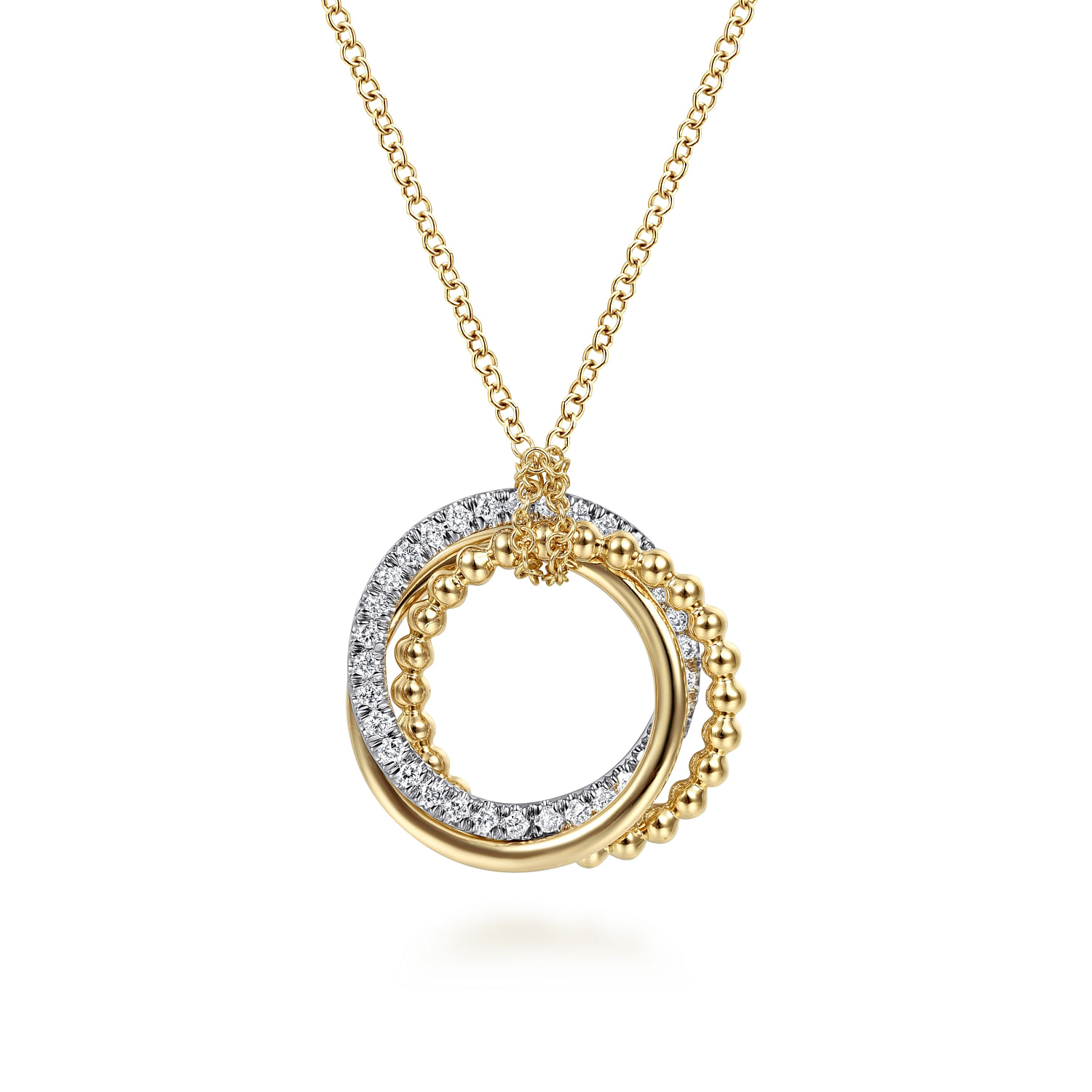 Gabriel & Co. 14K Two-Tone Bujukan Diamond Interlocking Circles Pendant