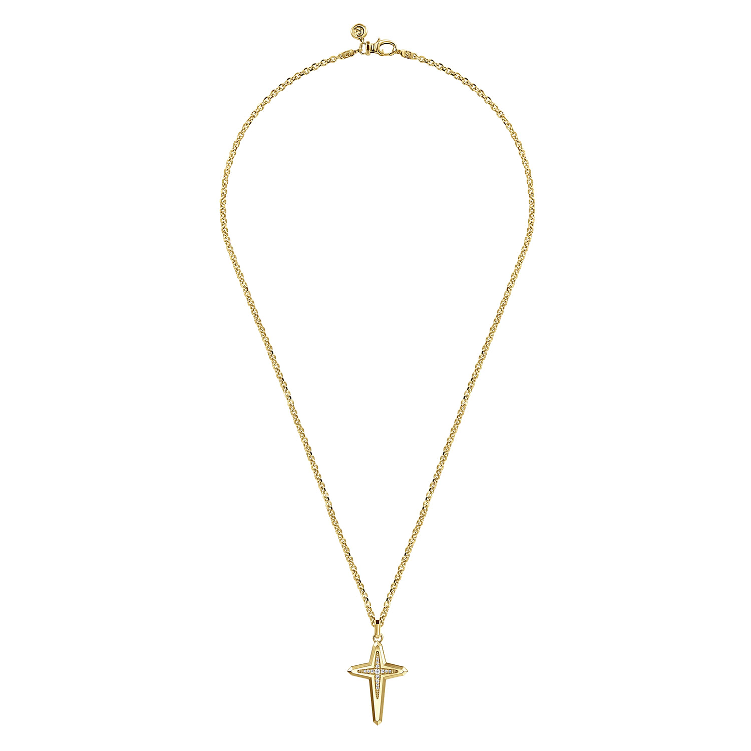 Gabriel & Co. 14K Yellow Gold Diamond Cross Pendant