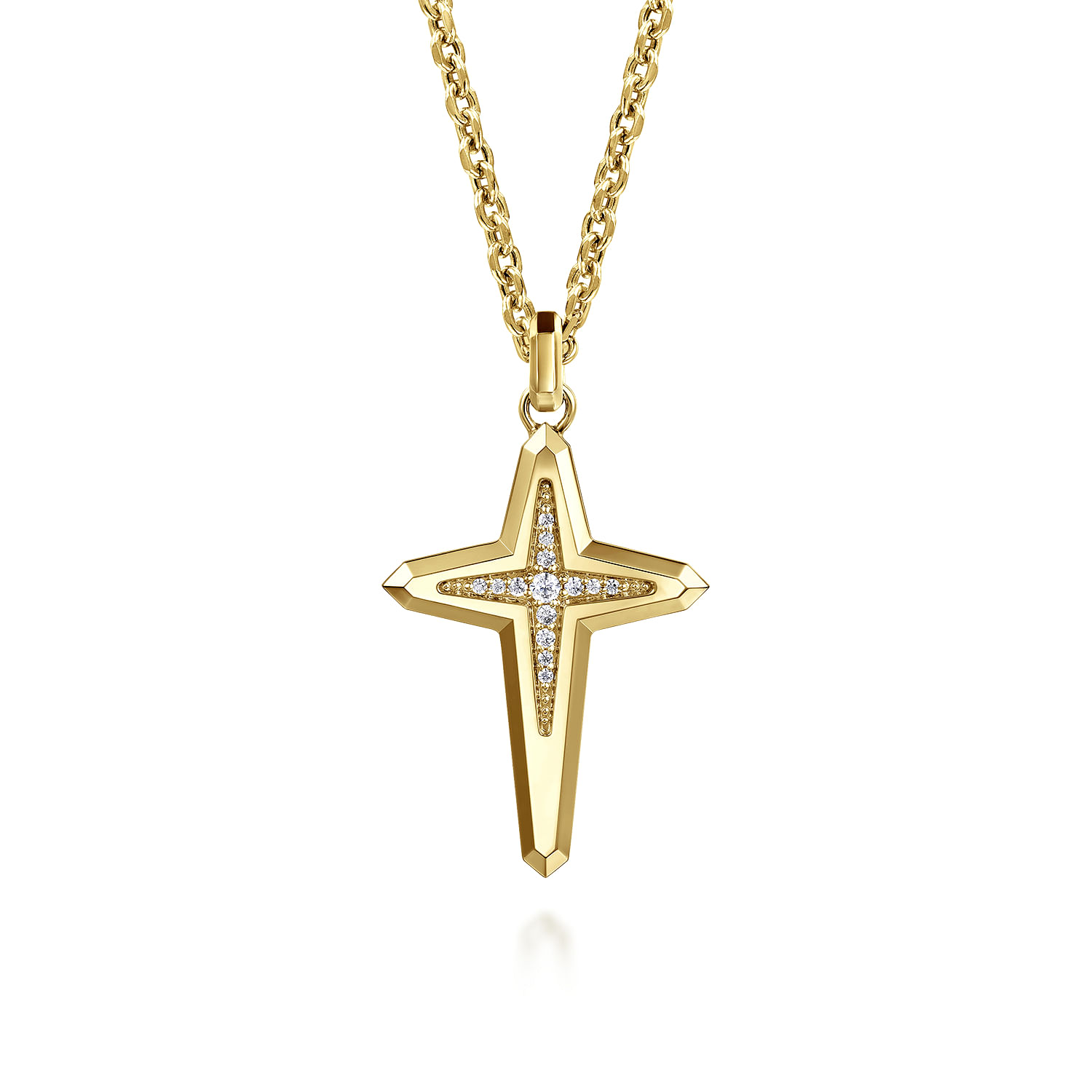 Gabriel & Co. 14K Yellow Gold Diamond Cross Pendant