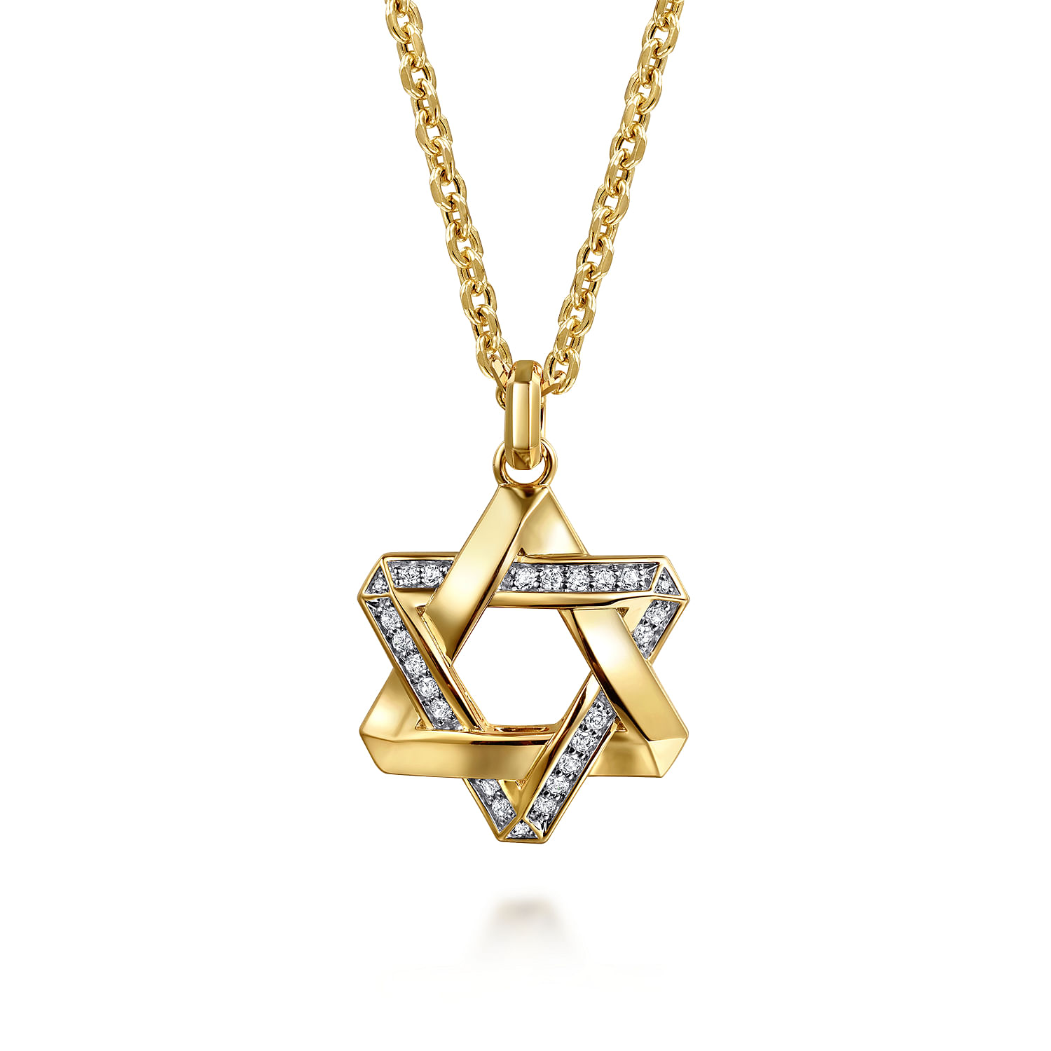 Gabriel & Co. 14K Yellow Gold Diamond Star of David Pendant