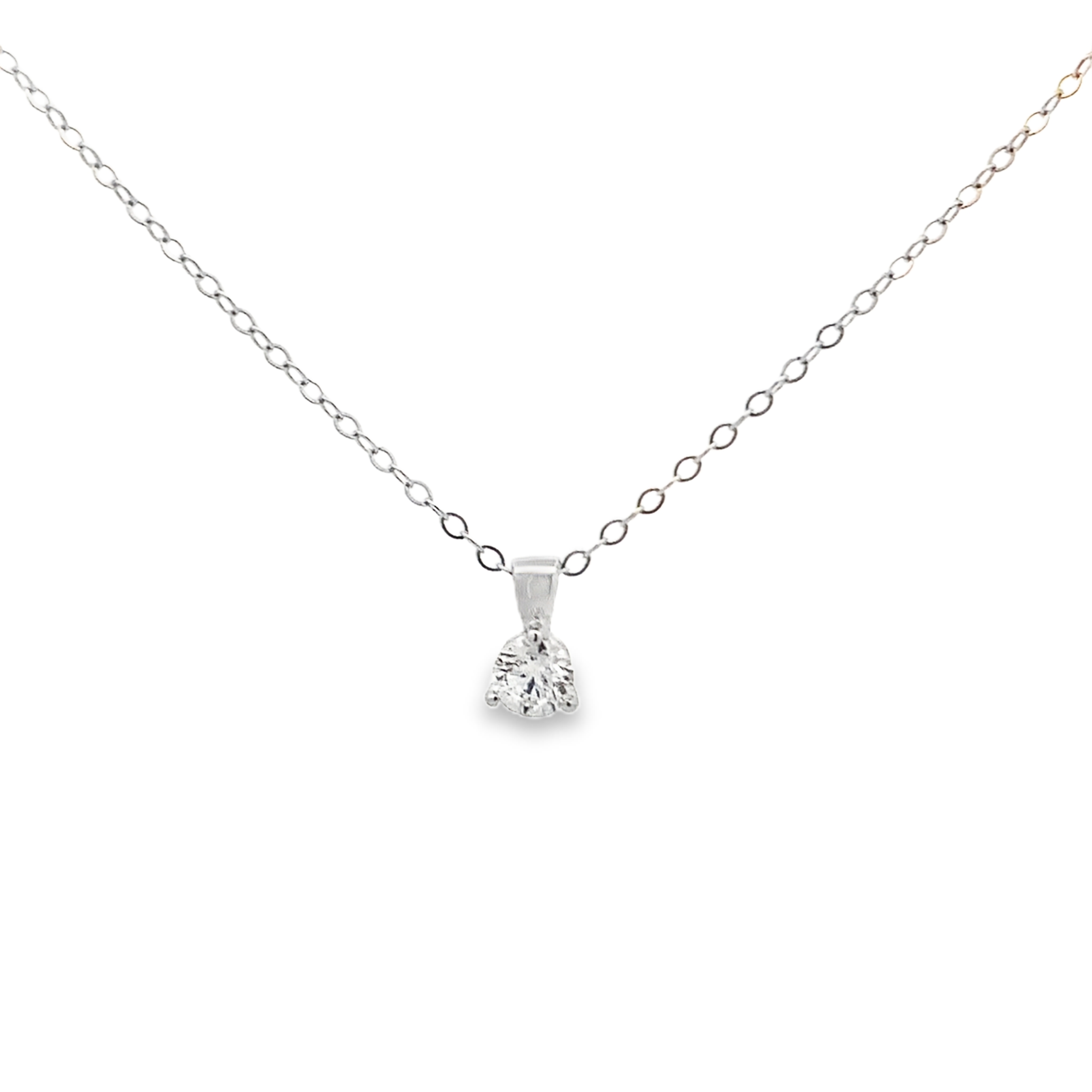 14K White Gold 1/3-Carat Diamond Solitaire Pendant