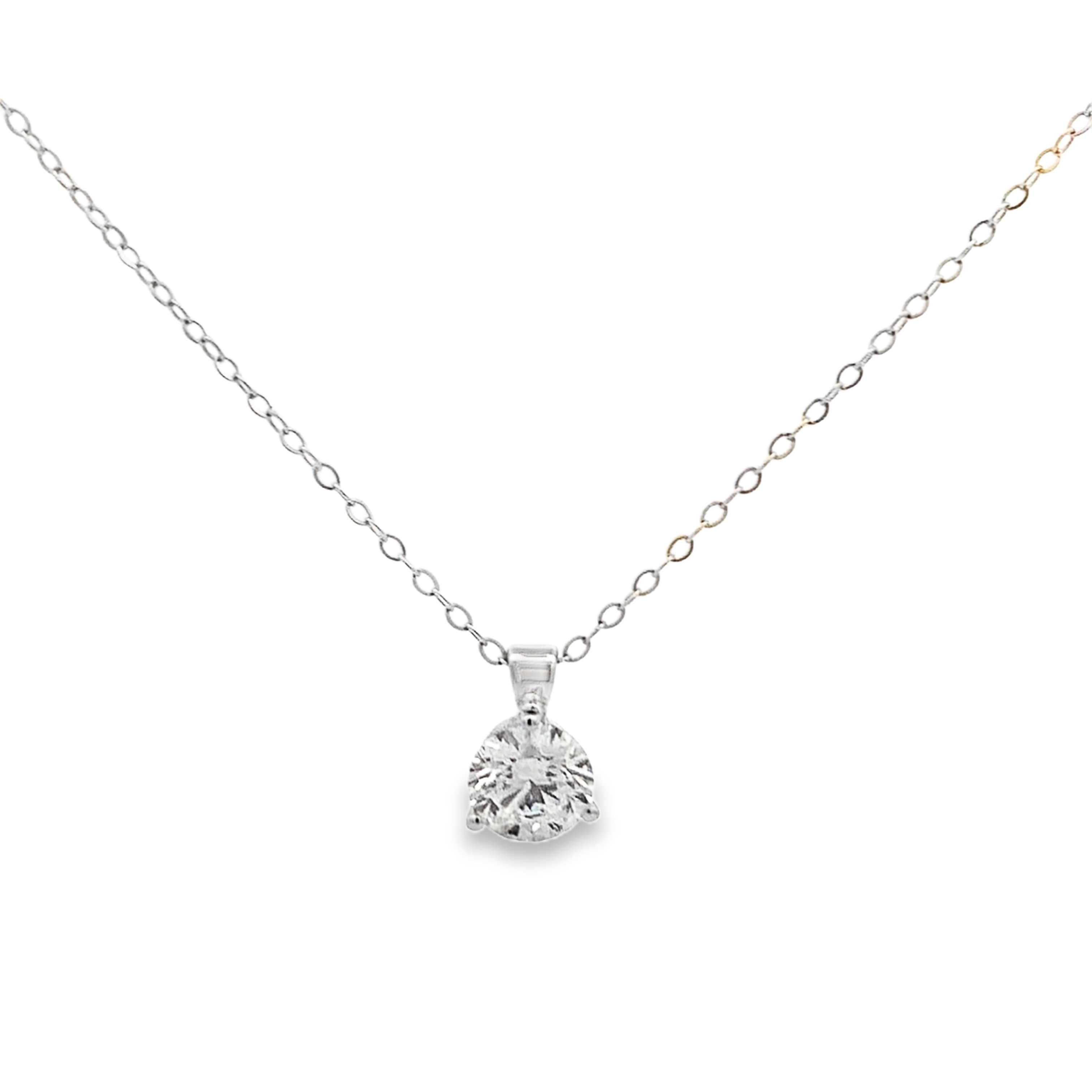 14K White Gold 1-Carat Diamond Solitaire Pendant