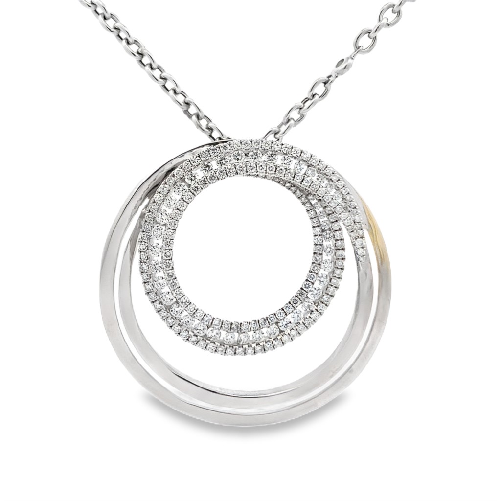 18K White Gold Diamond Circle Pendant