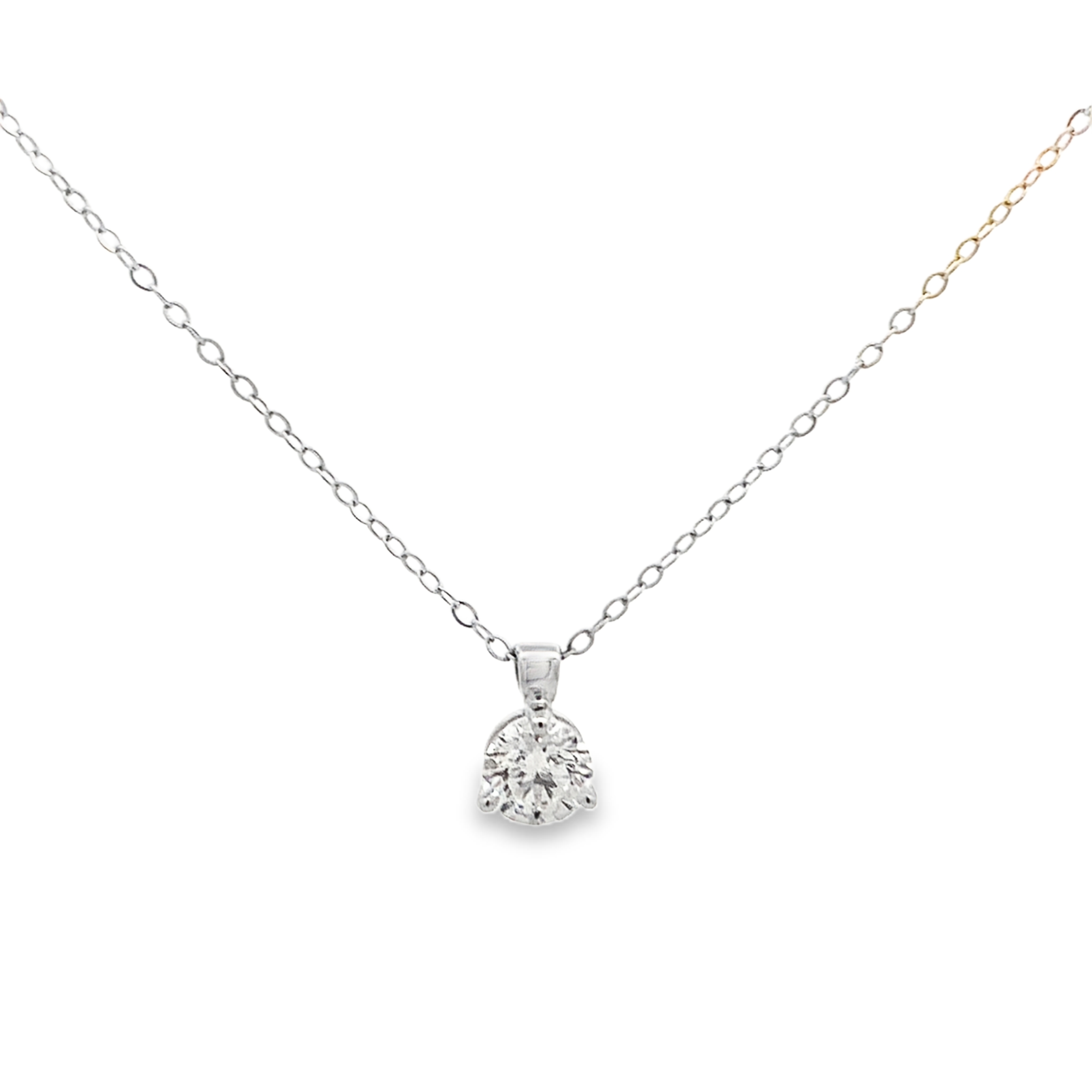 14K White Gold 3/4-Carat Diamond Solitaire Pendant