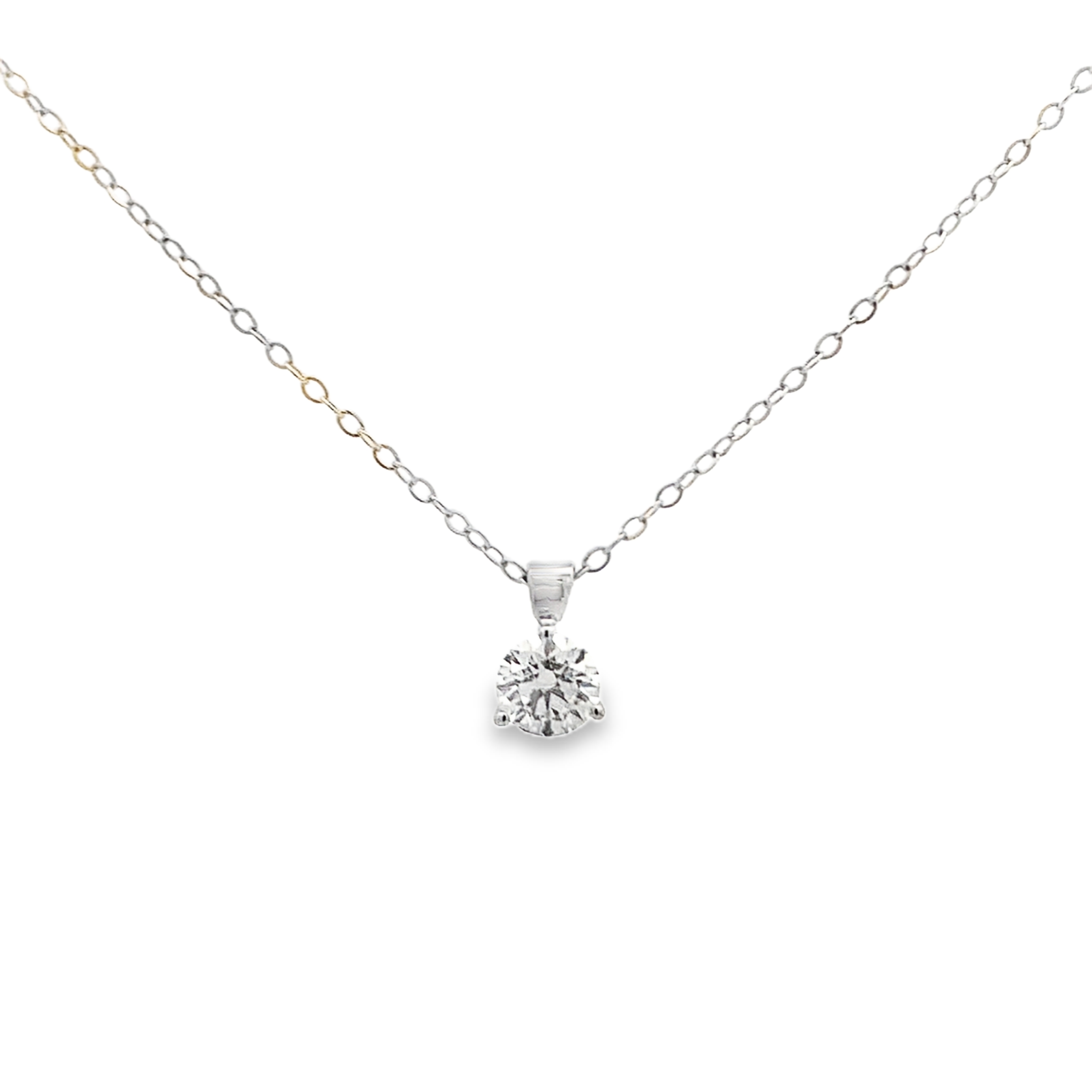 14K White Gold 1/2-Carat Diamond Solitaire Pendant