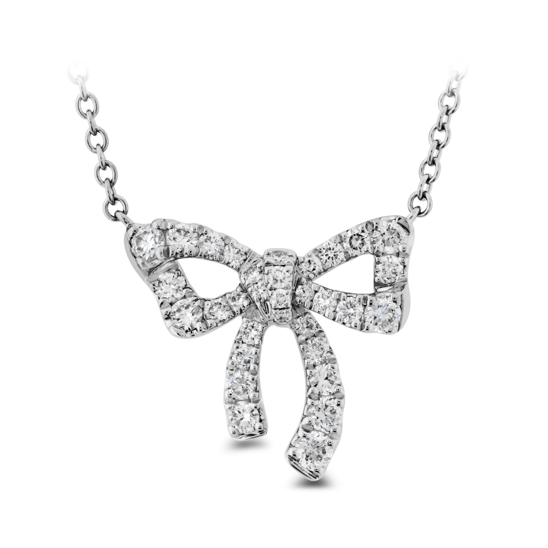 Memoire 18K White Gold Bow Tie Necklace