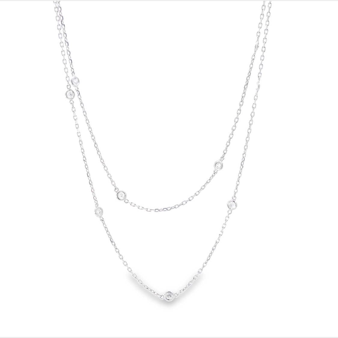 14K White Gold Diamonds by the Yard Necklace