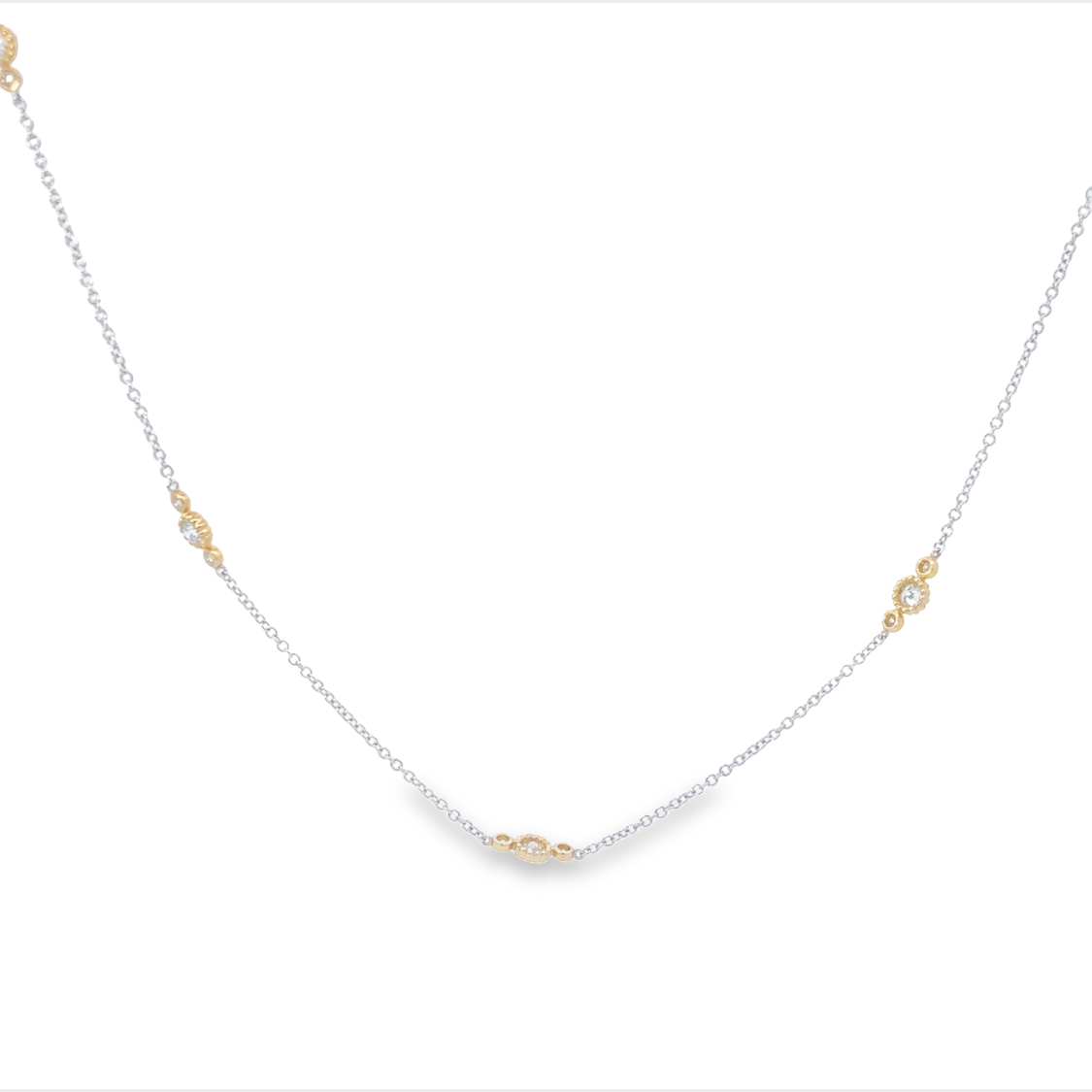 14K Two-Tone Gold Diamond Station Necklace