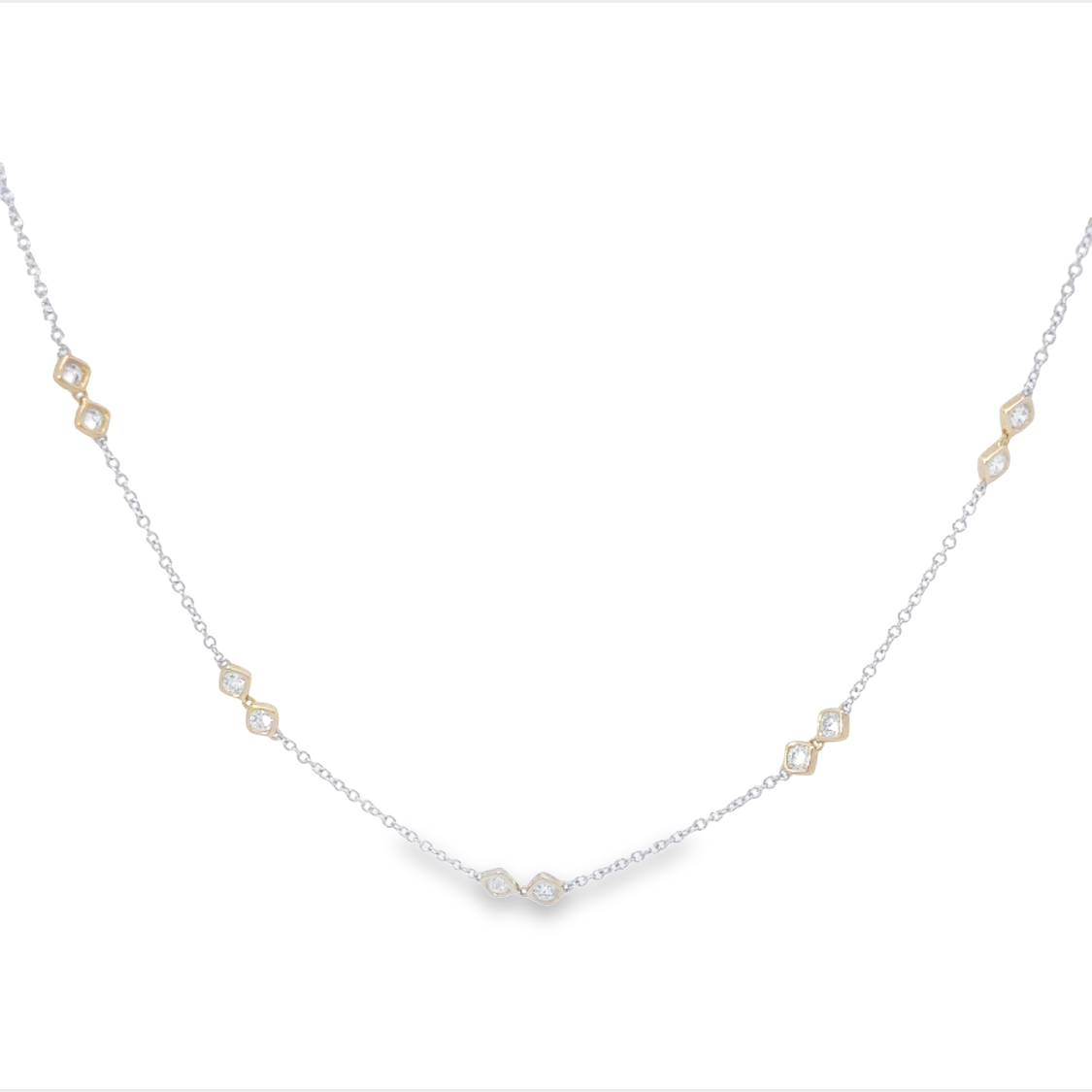 14K Two-Tone Diamond Station Necklace