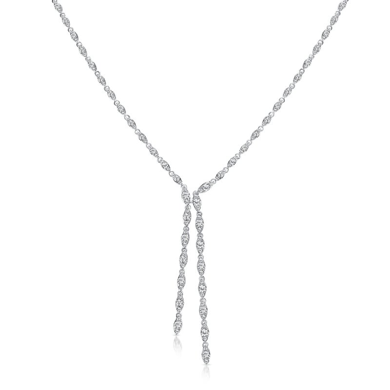 18K White Gold Diamond Lariat Necklace