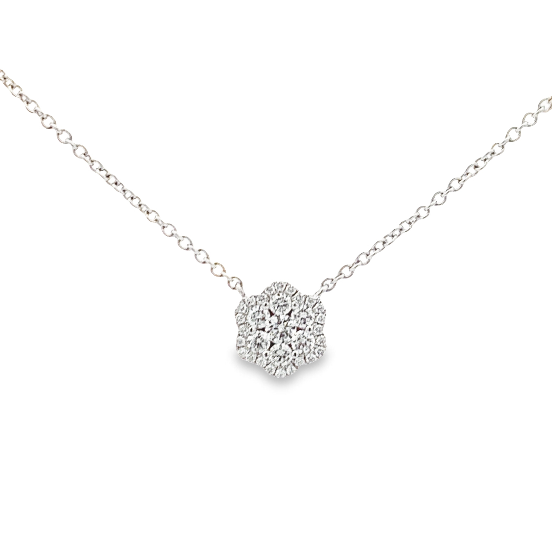 Damaso 18K White Gold Diamond Flower Necklace