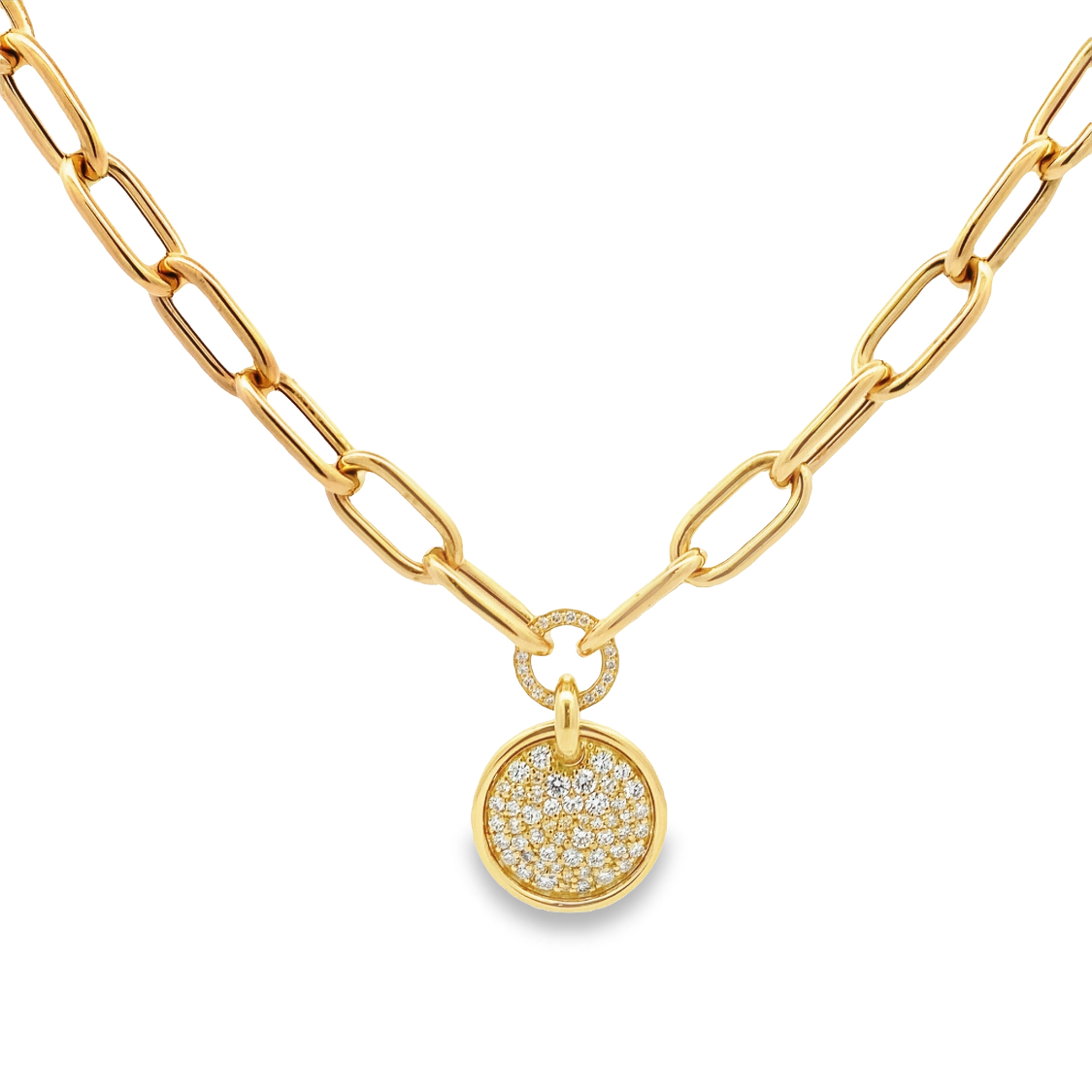 Damaso 18K Yellow Gold Diamond Medallion and Link Necklace