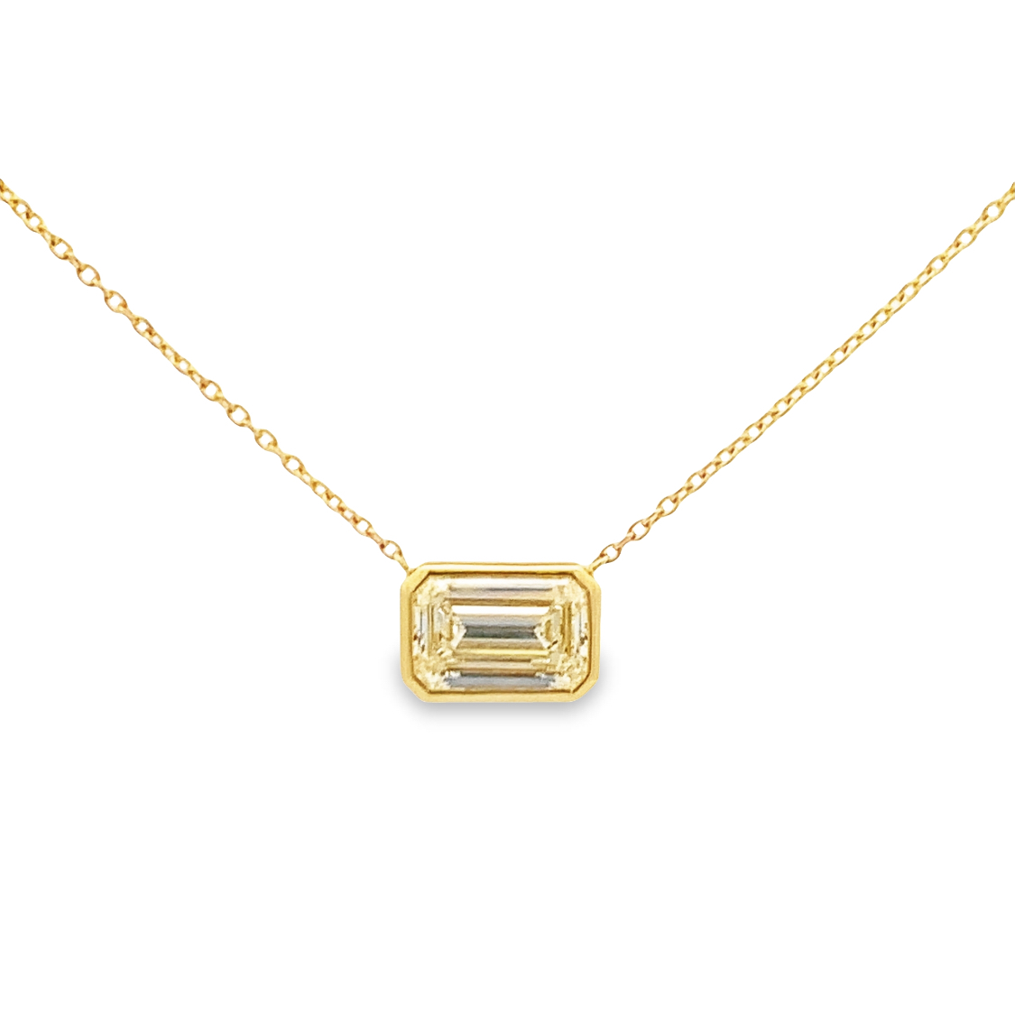 Norman Silverman 18K Yellow Gold Emerald Cut Diamond Pendant