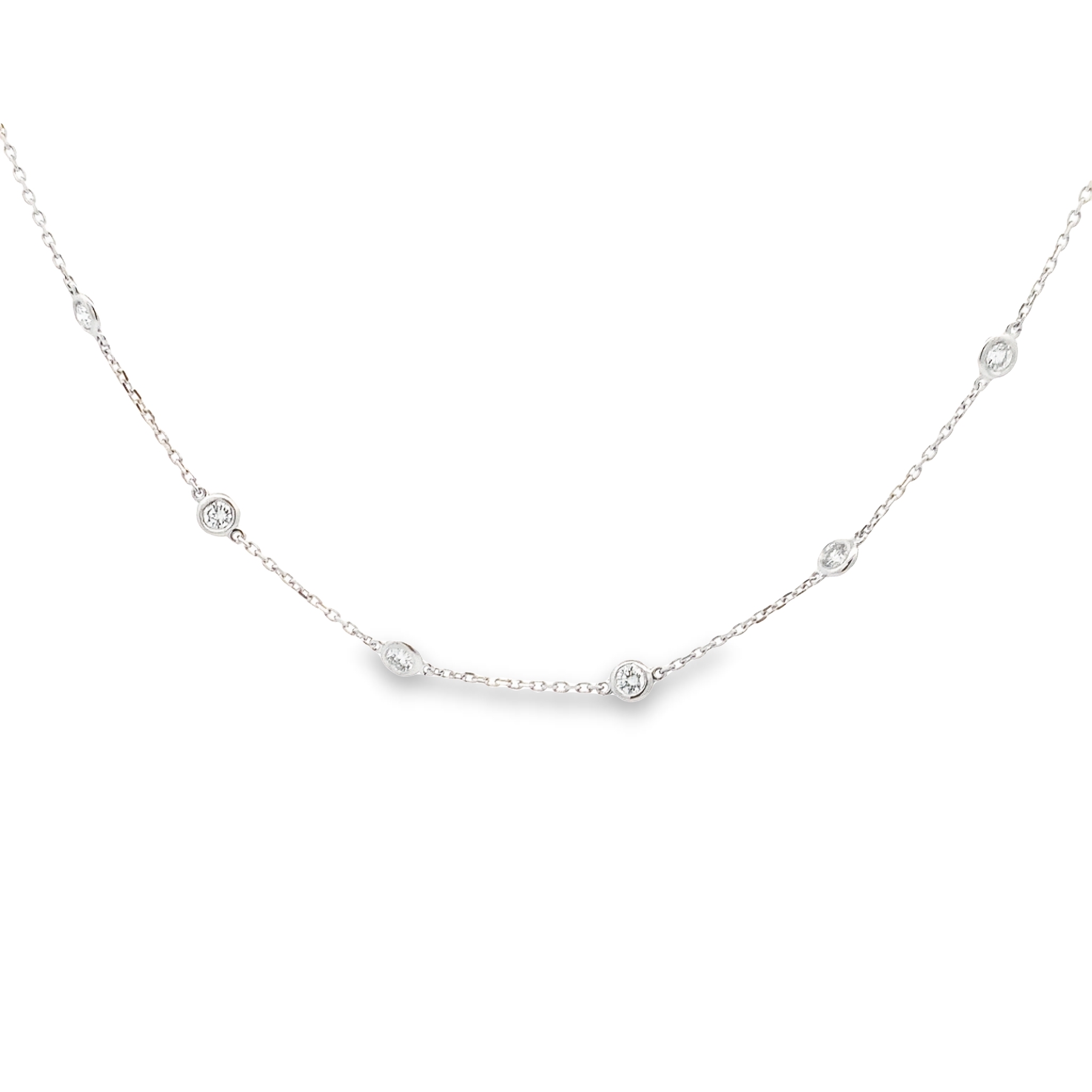 14K White Gold Diamonds By The Yard Necklace