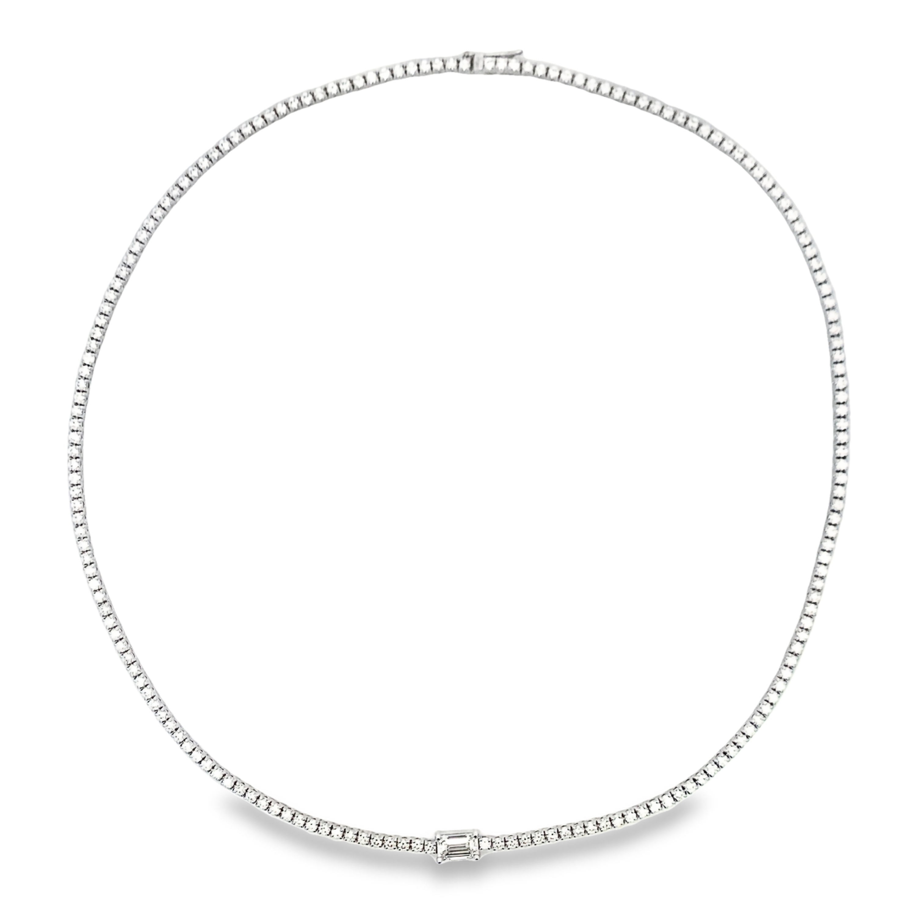 Norman Silverman 18K White Gold Accent Diamond Tennis Necklace